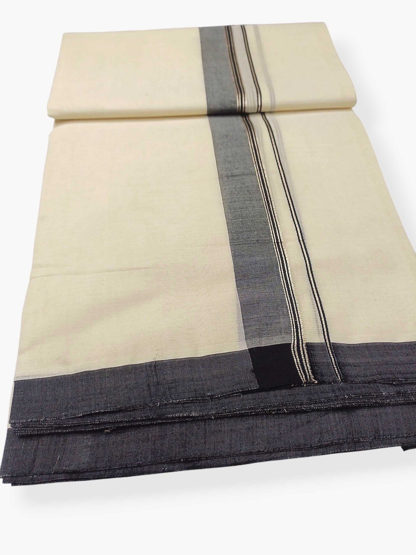 Balaramapuram Handloom Double Mundu Pure Cotton with Black Border