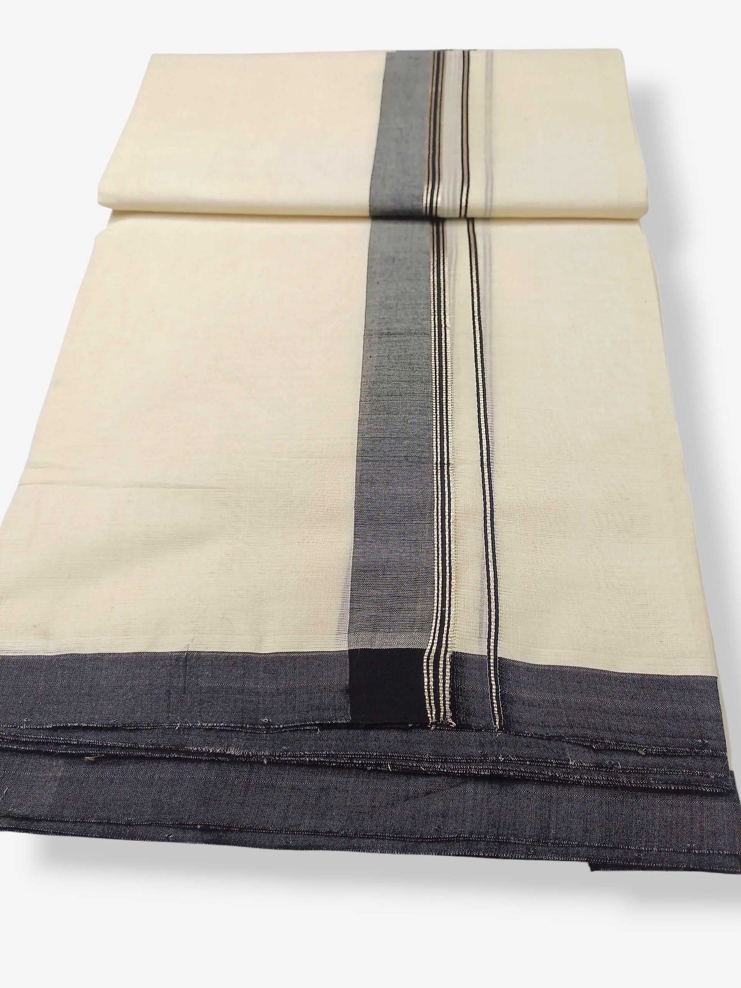 Balaramapuram Handloom Double Mundu Pure Cotton with Black Border
