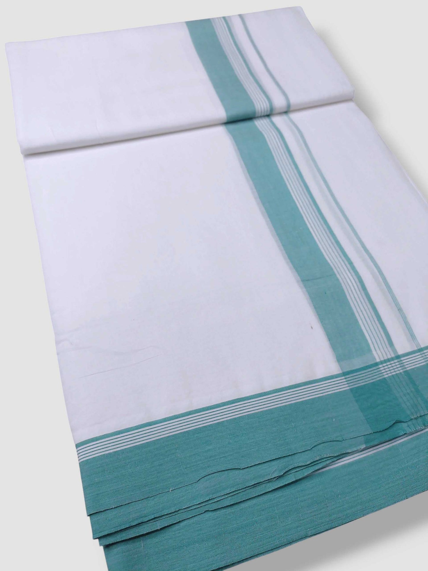 Pure White Cotton Men's Double Dhoti