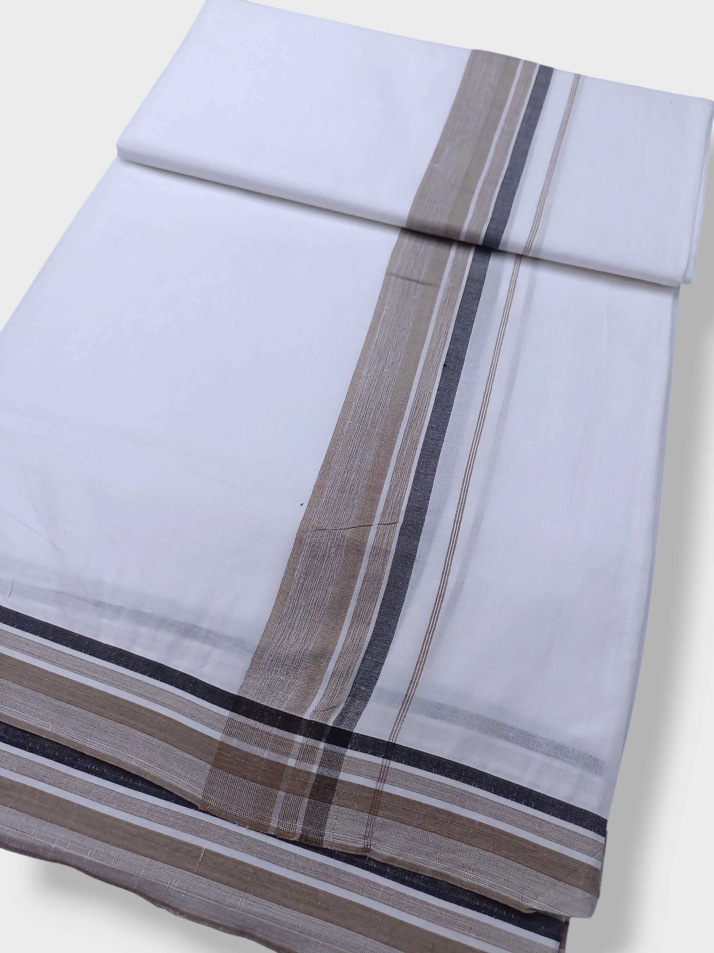 Pure White Cotton Men's Double Dhoti