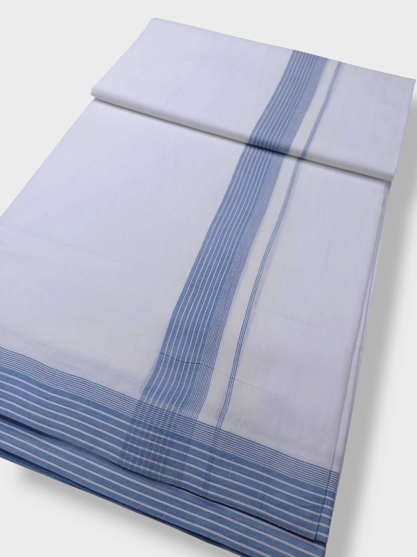 Pure White Cotton Men's Double Dhoti