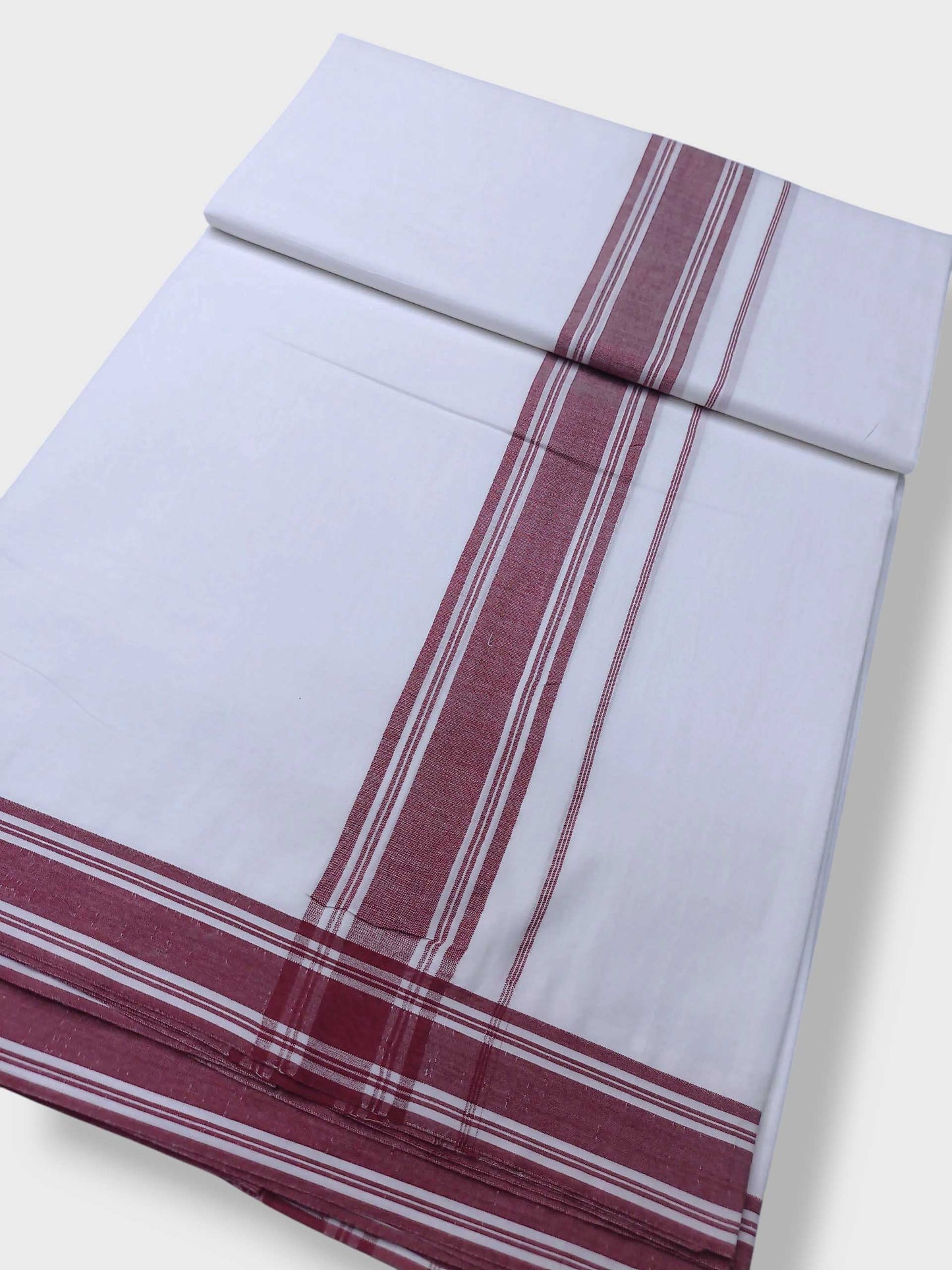 Pure White Cotton Men's Double Dhoti
