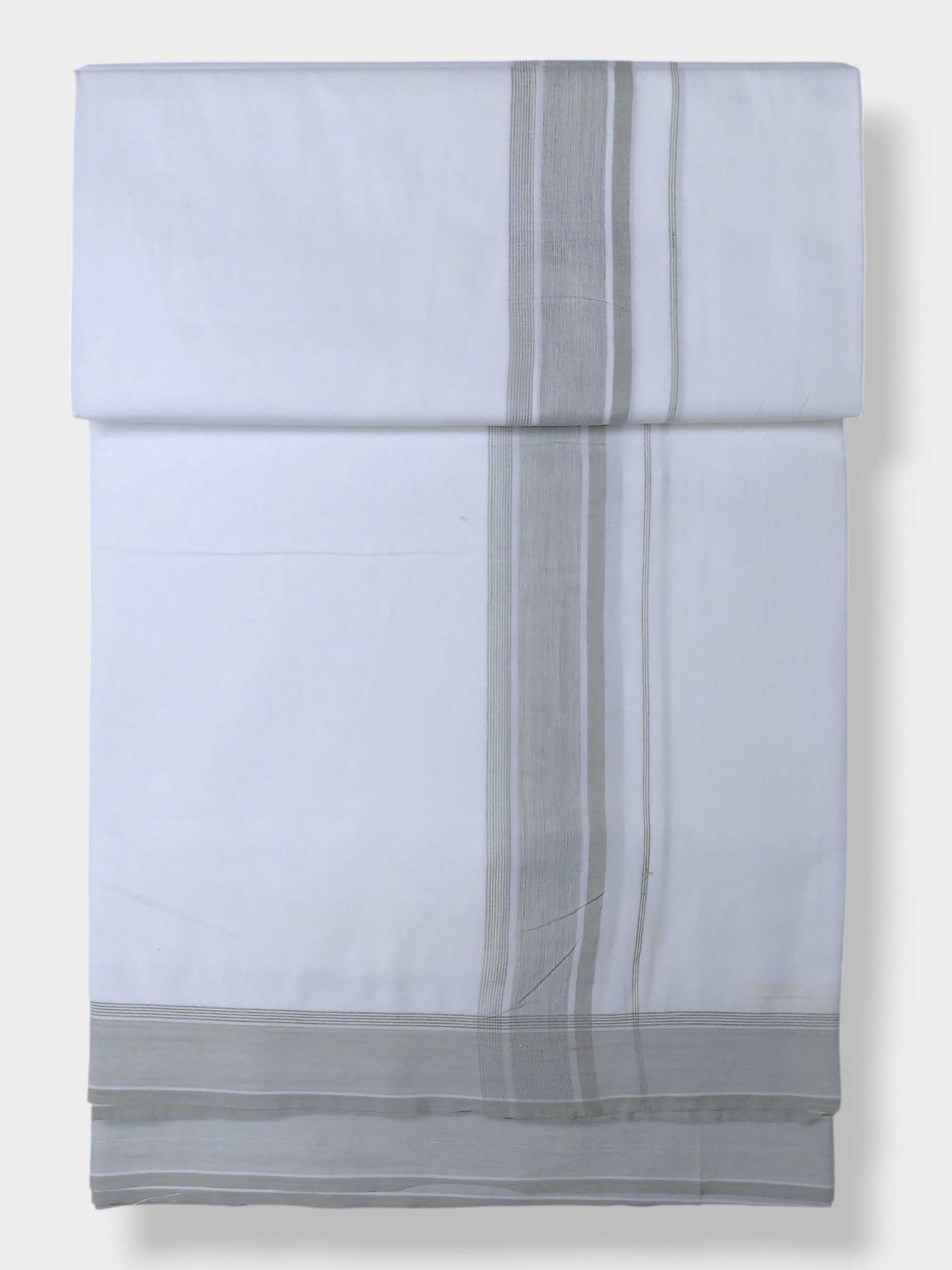 Pure White Cotton Men's Double Dhoti