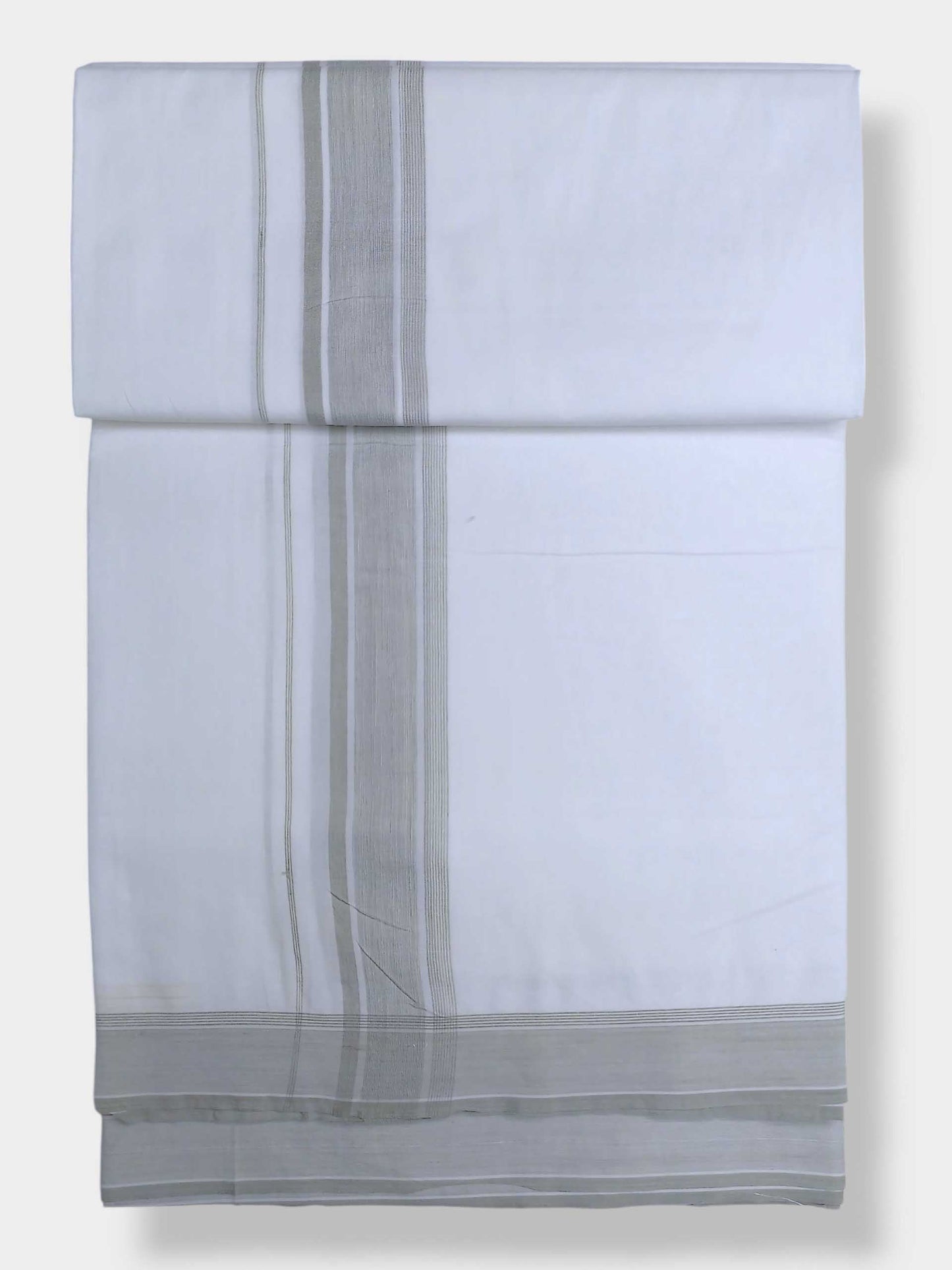 Pure White Cotton Men's Double Dhoti