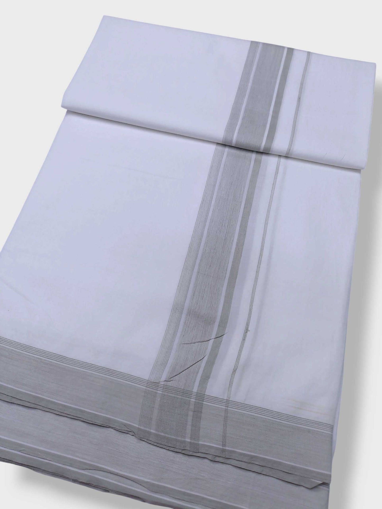 Pure White Cotton Men's Double Dhoti