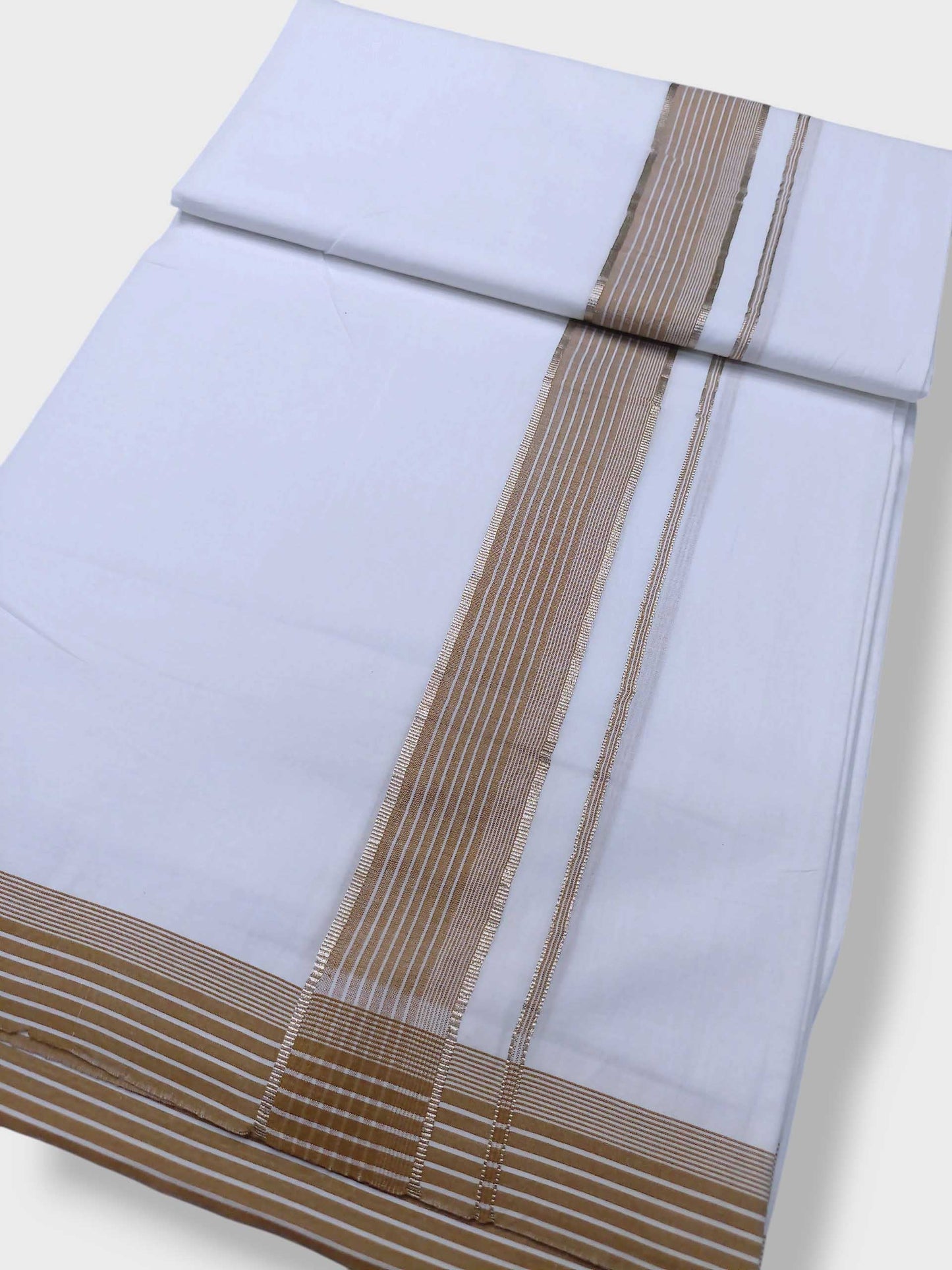 Pure White Cotton Men's Double Dhoti