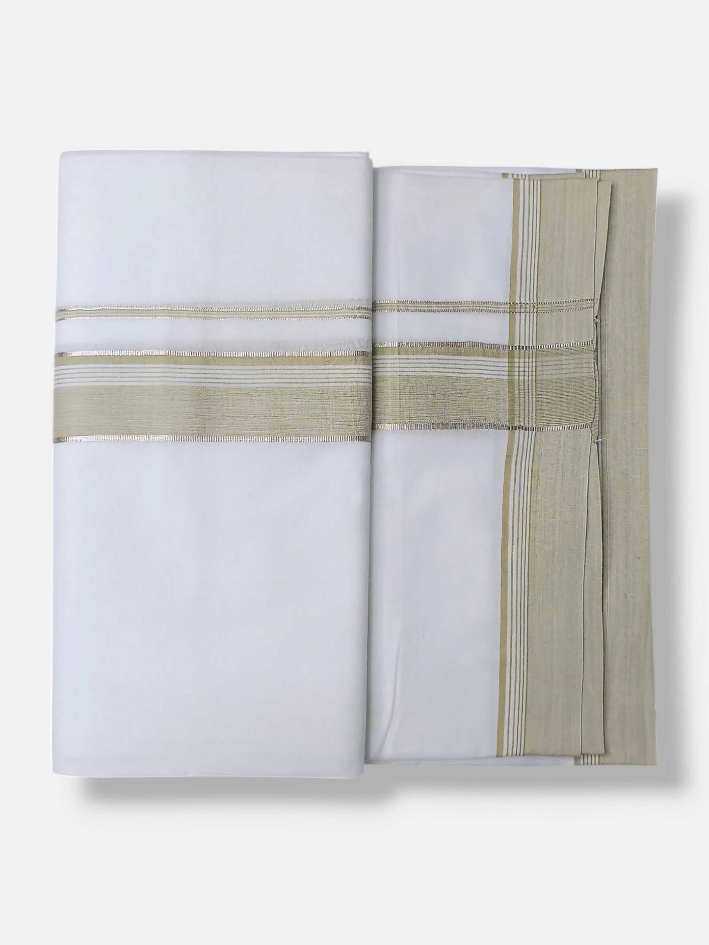 Pure White Cotton Men's Double Dhoti
