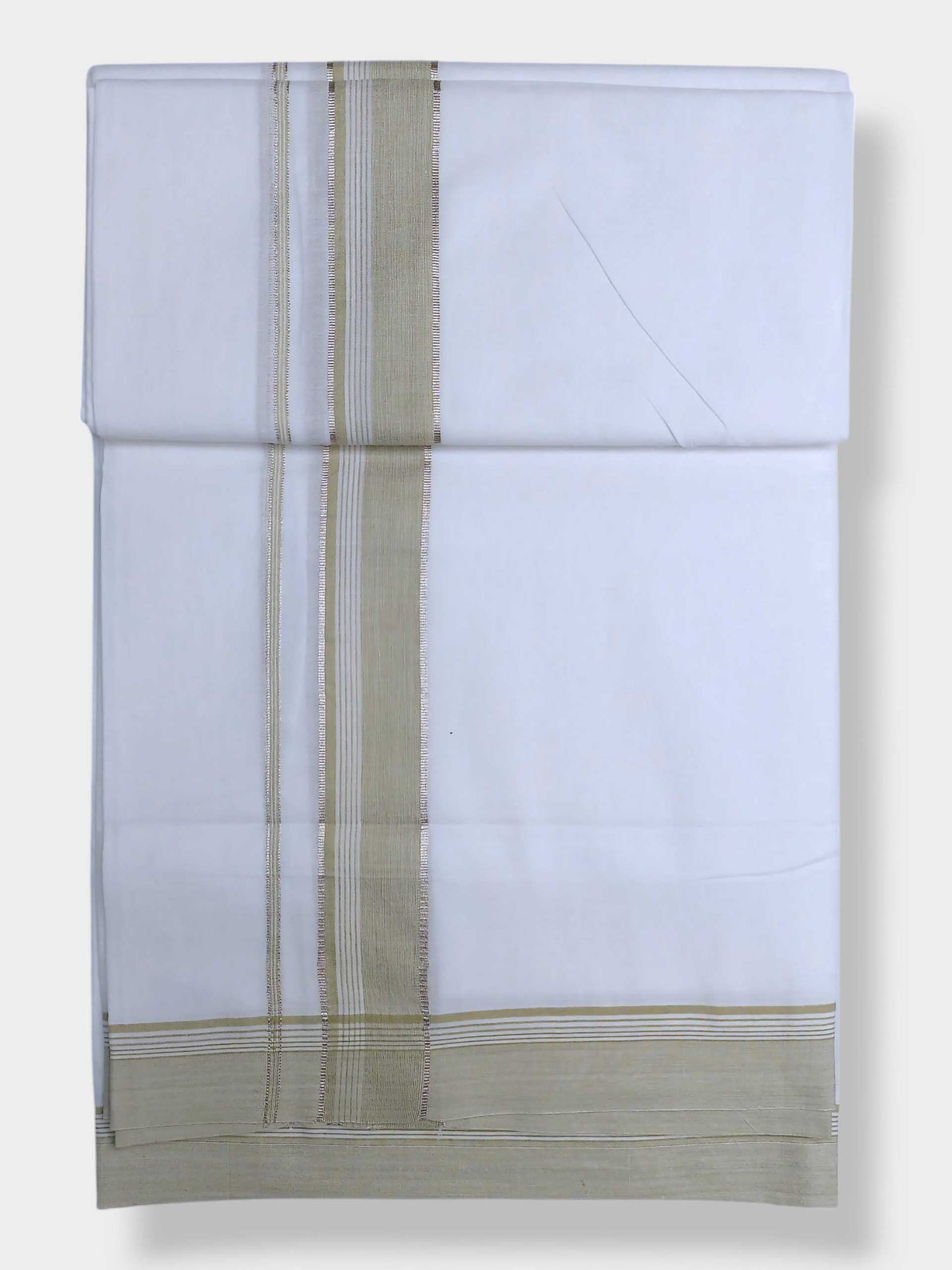 Pure White Cotton Men's Double Dhoti