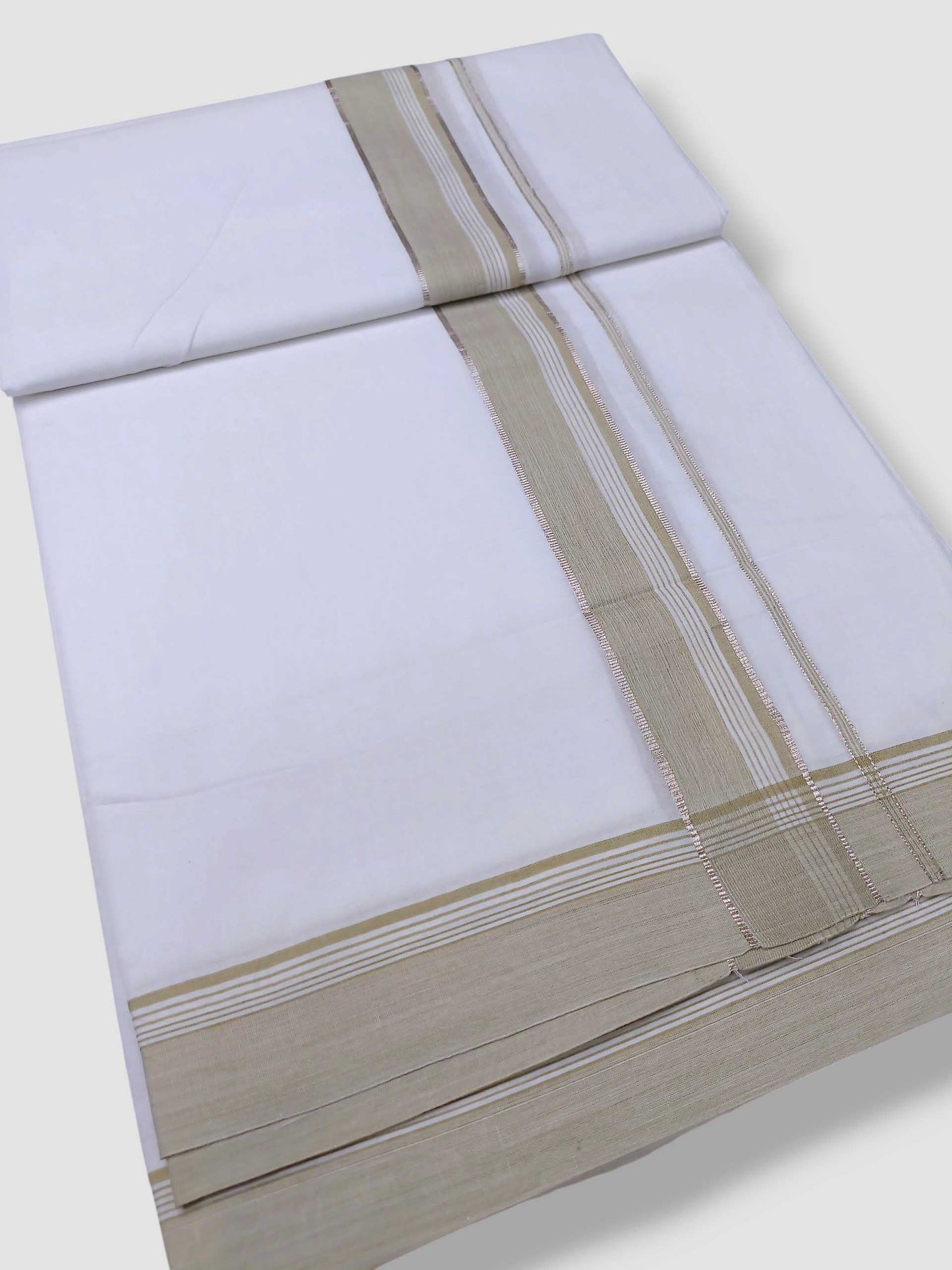 Pure White Cotton Men's Double Dhoti