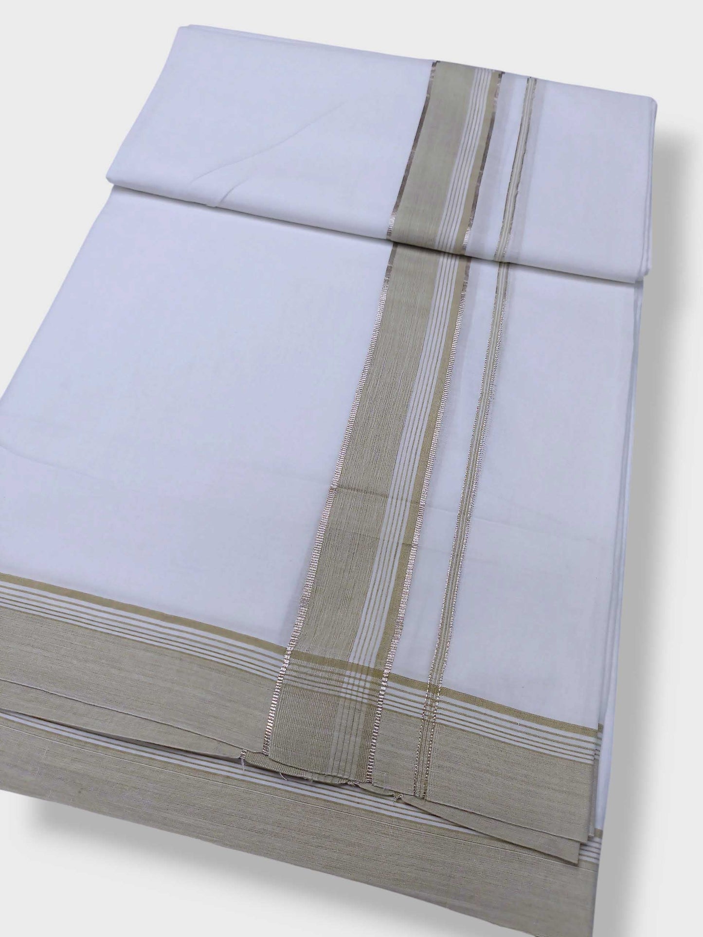 Pure White Cotton Men's Double Dhoti