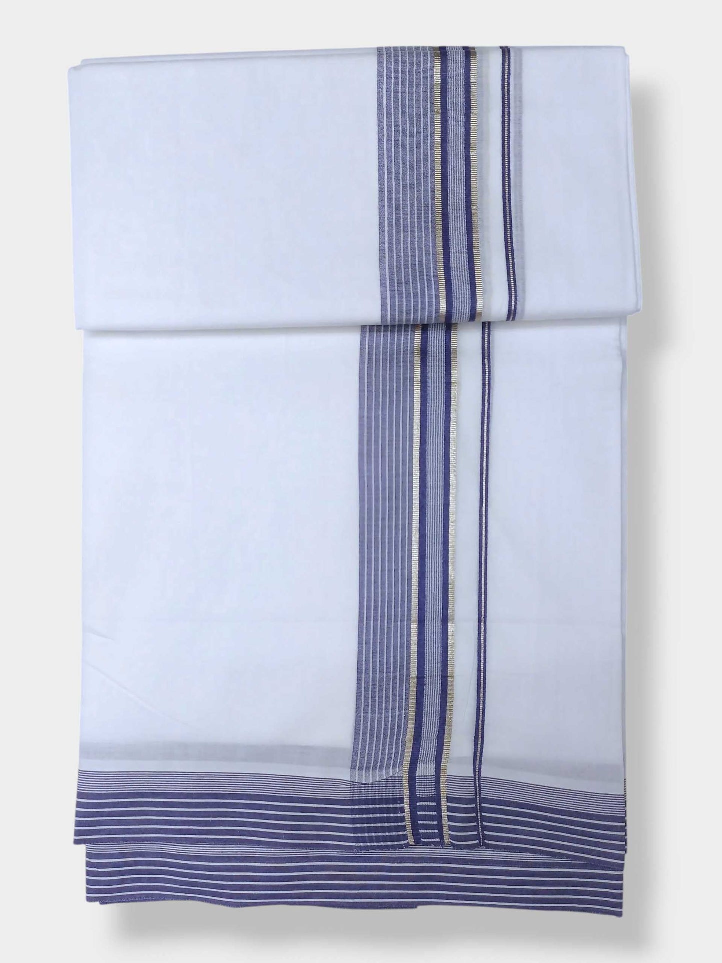 Pure White Cotton Men's Double Dhoti