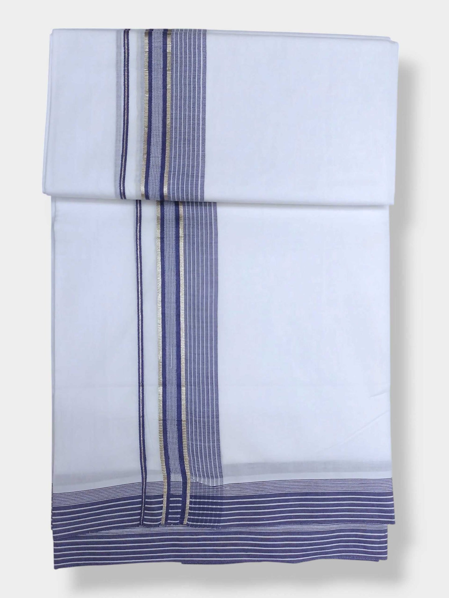 Pure White Cotton Men's Double Dhoti