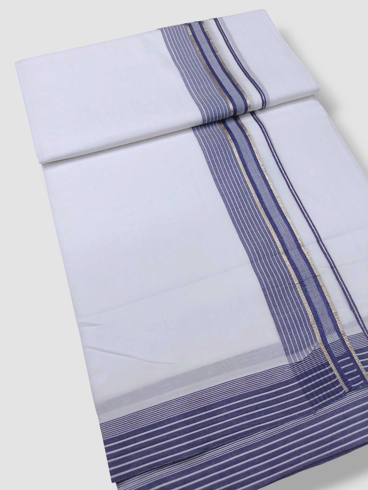 Pure White Cotton Men's Double Dhoti