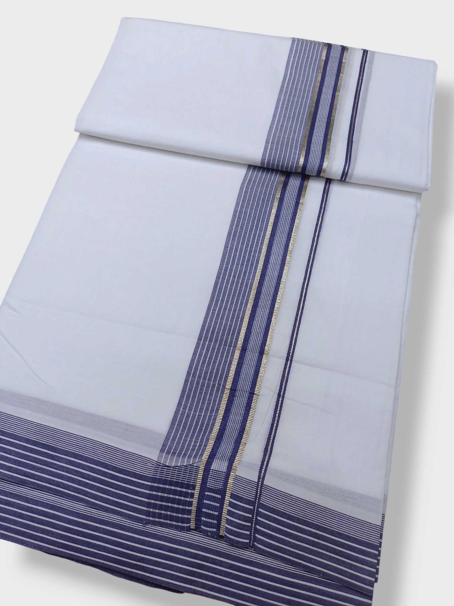 Pure White Cotton Men's Double Dhoti