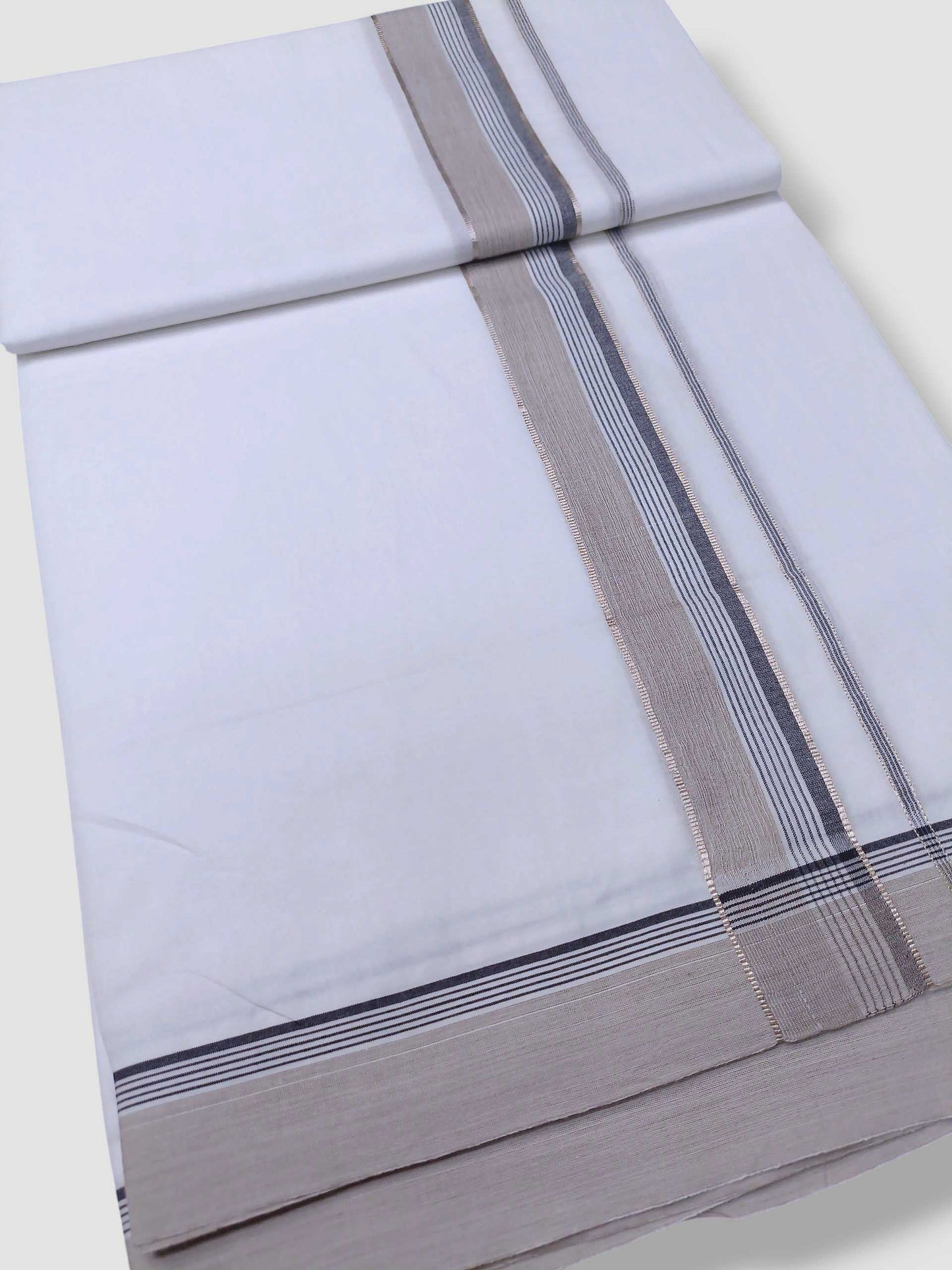 Pure White Cotton Men's Double Dhoti