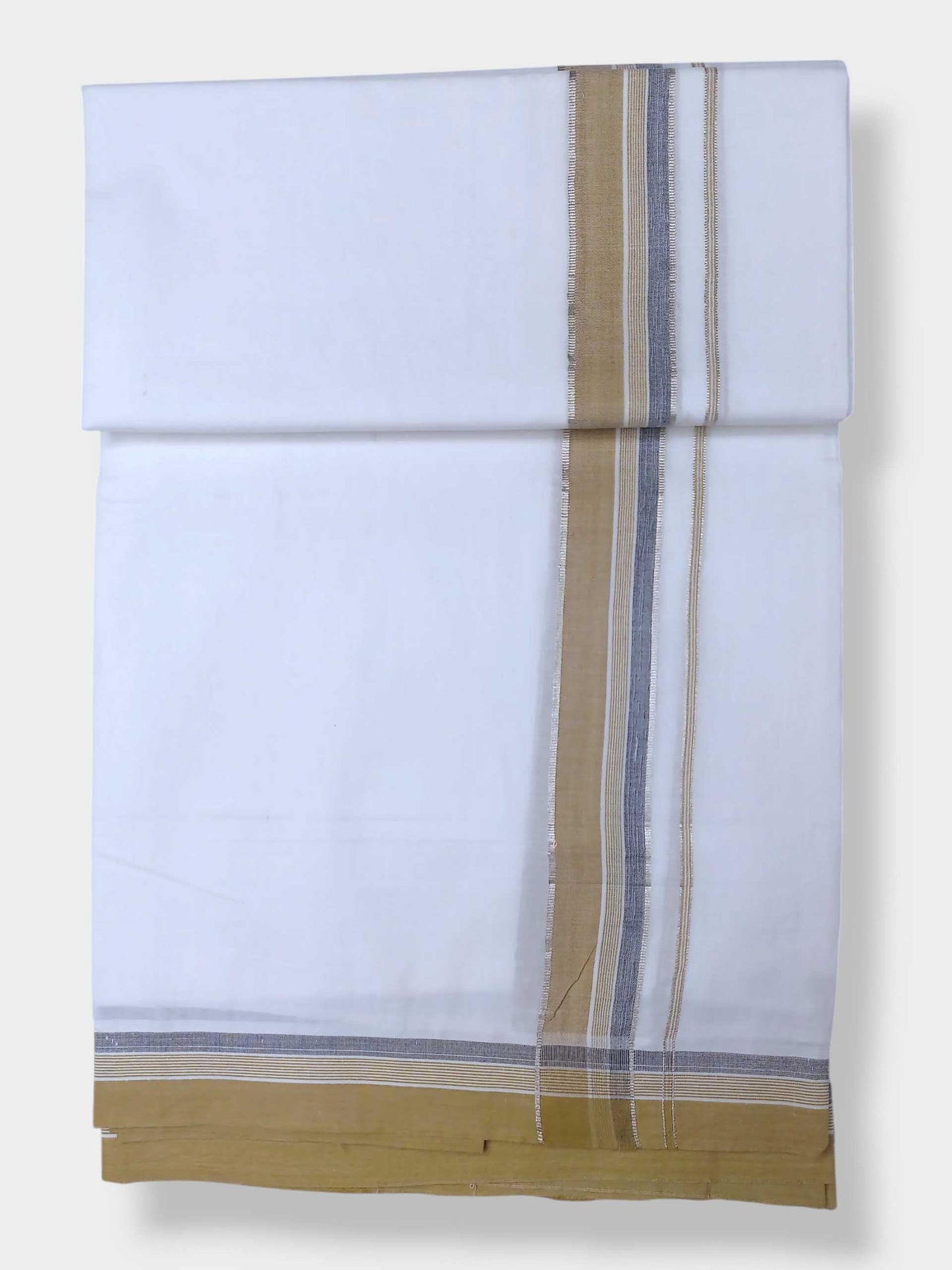 Pure White Cotton Men's Double Dhoti