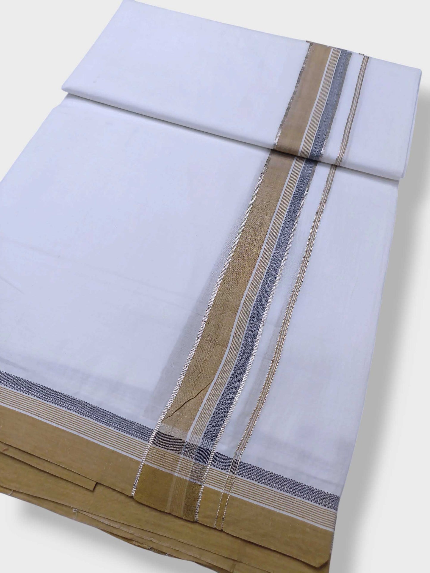 Pure White Cotton Men's Double Dhoti