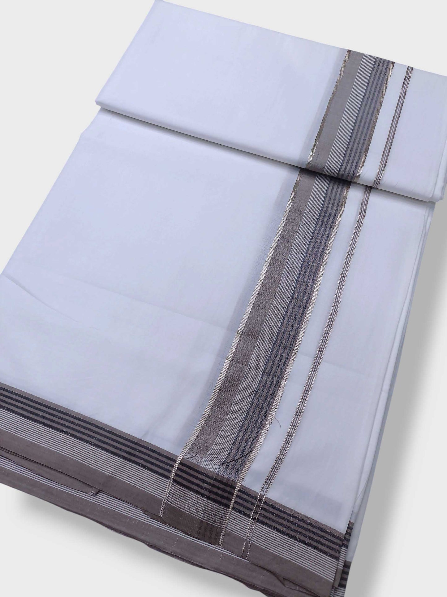 Pure White Cotton Men's Double Dhoti