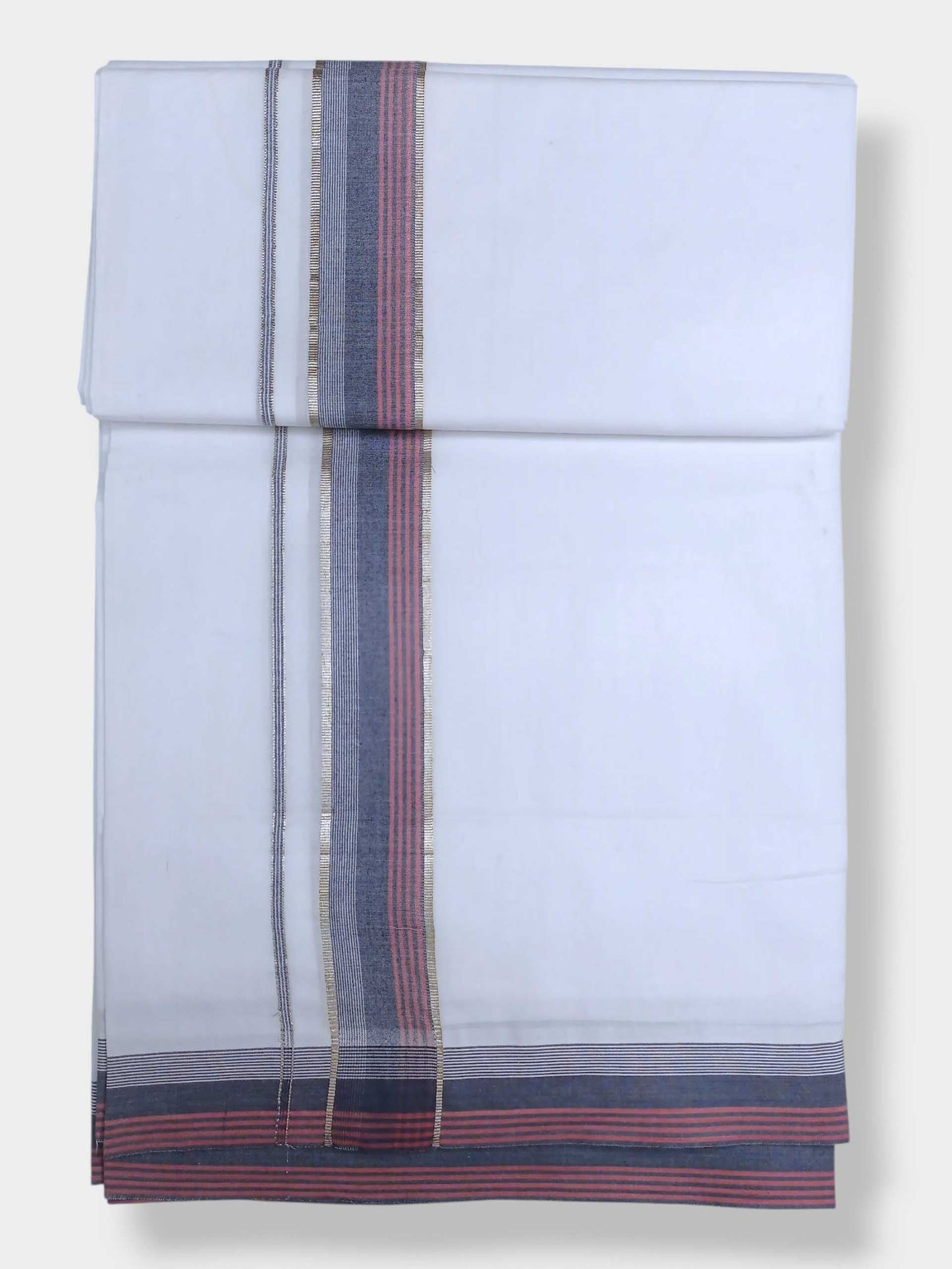 Pure White Cotton Men's Double Dhoti