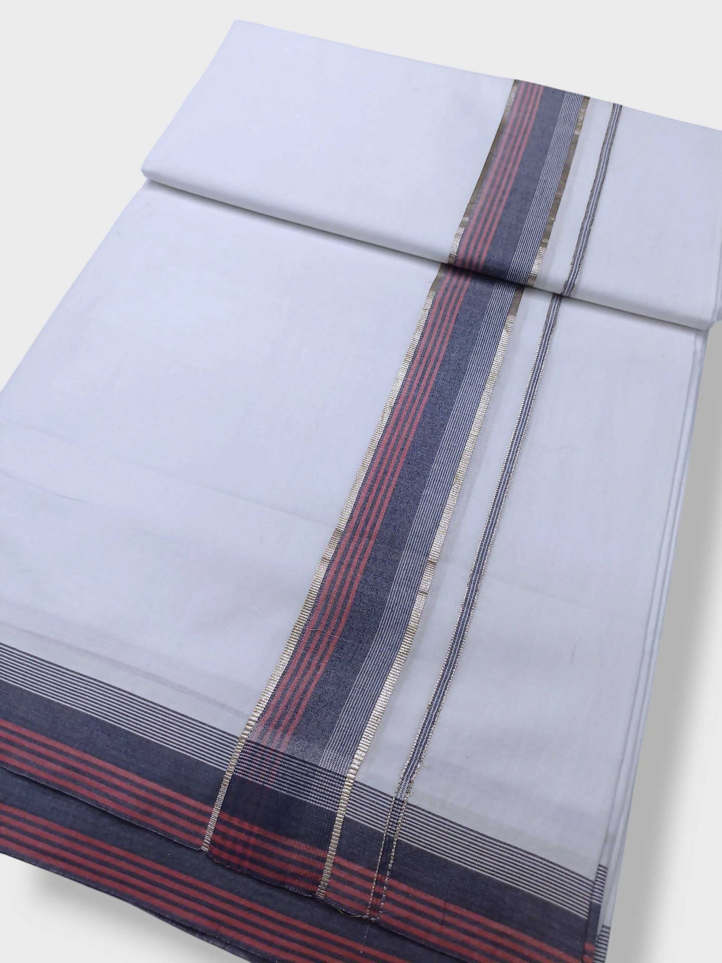Pure White Cotton Men's Double Dhoti