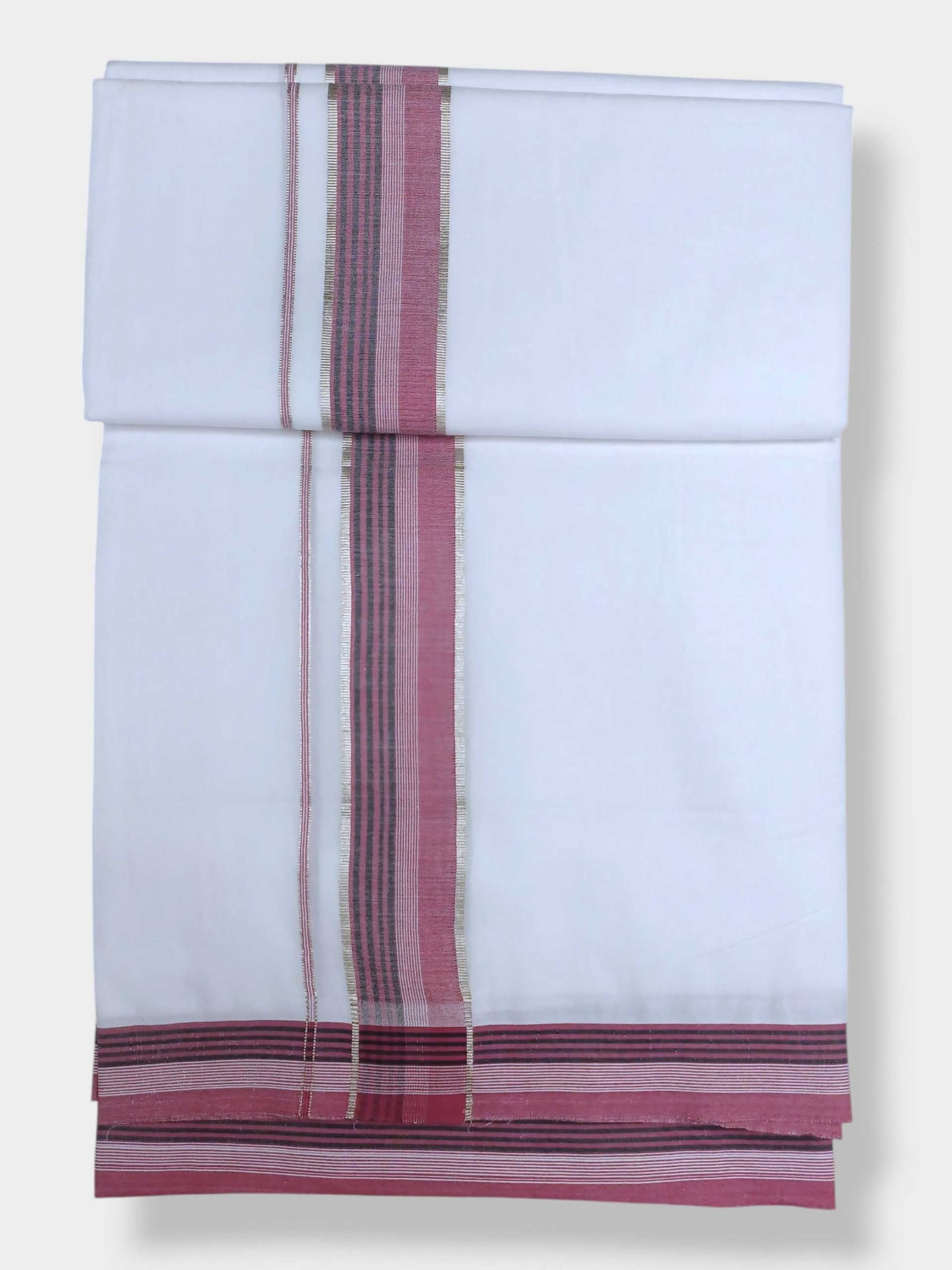 Pure White Cotton Men's Double Dhoti
