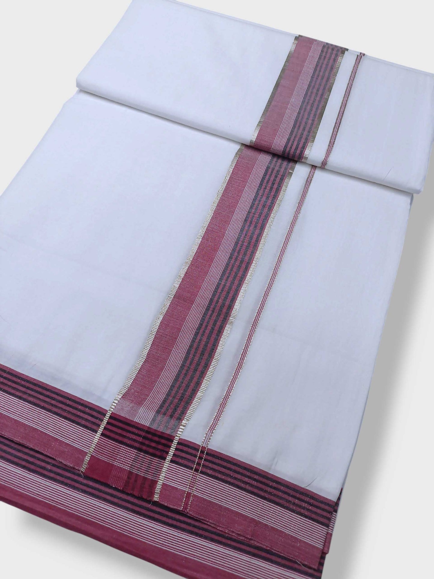 Pure White Cotton Men's Double Dhoti