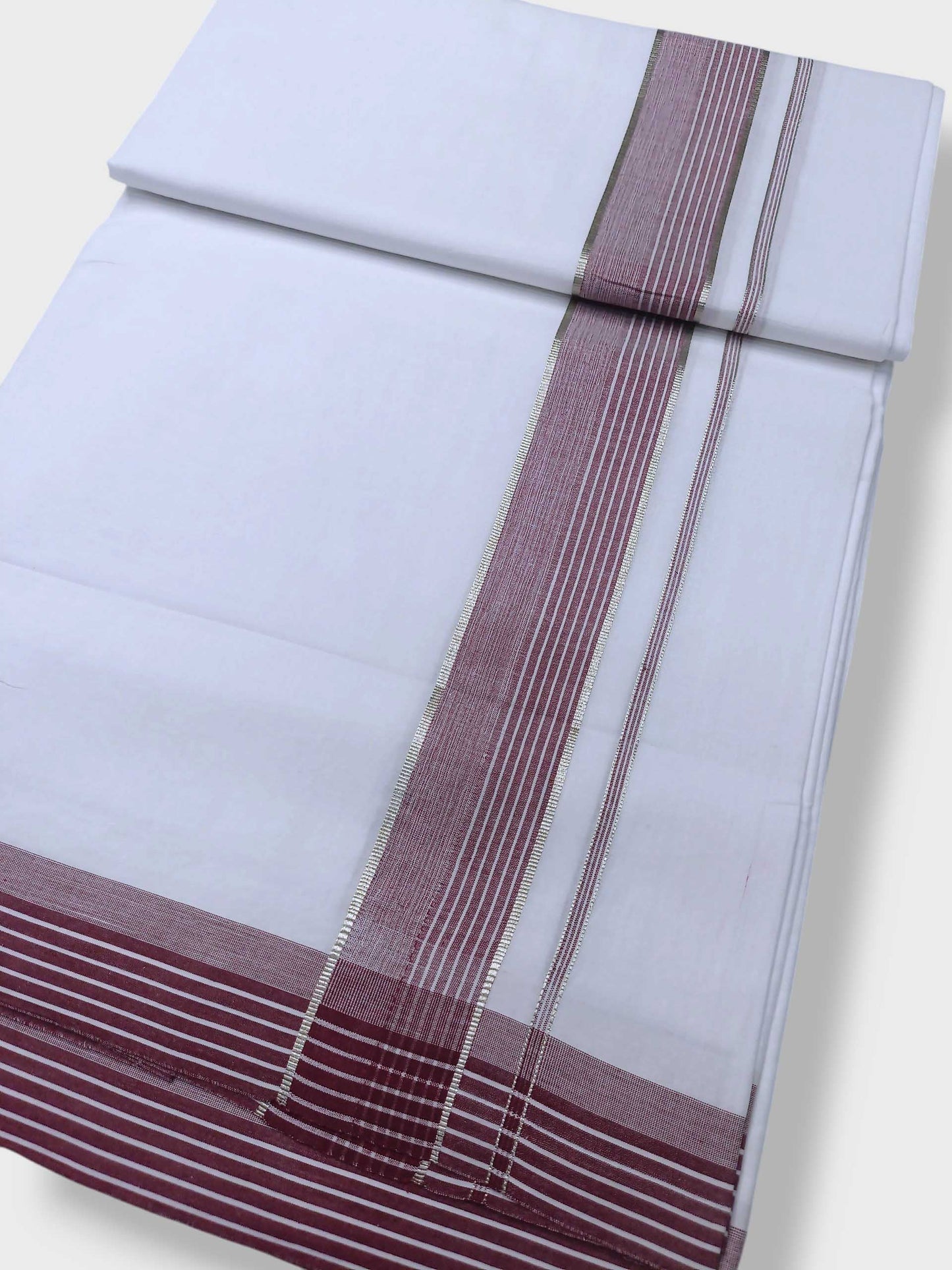 Pure White Cotton Men's Double Dhoti