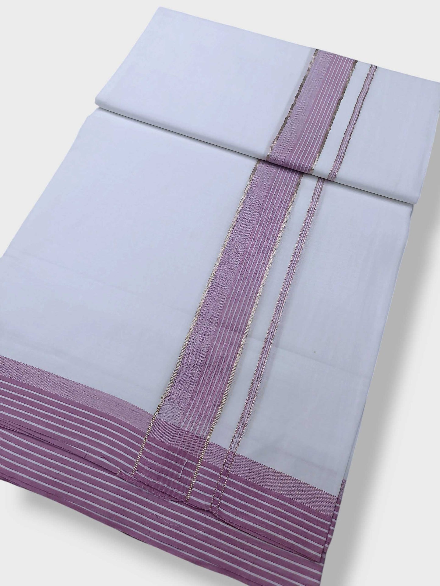 Pure White Cotton Men's Double Dhoti