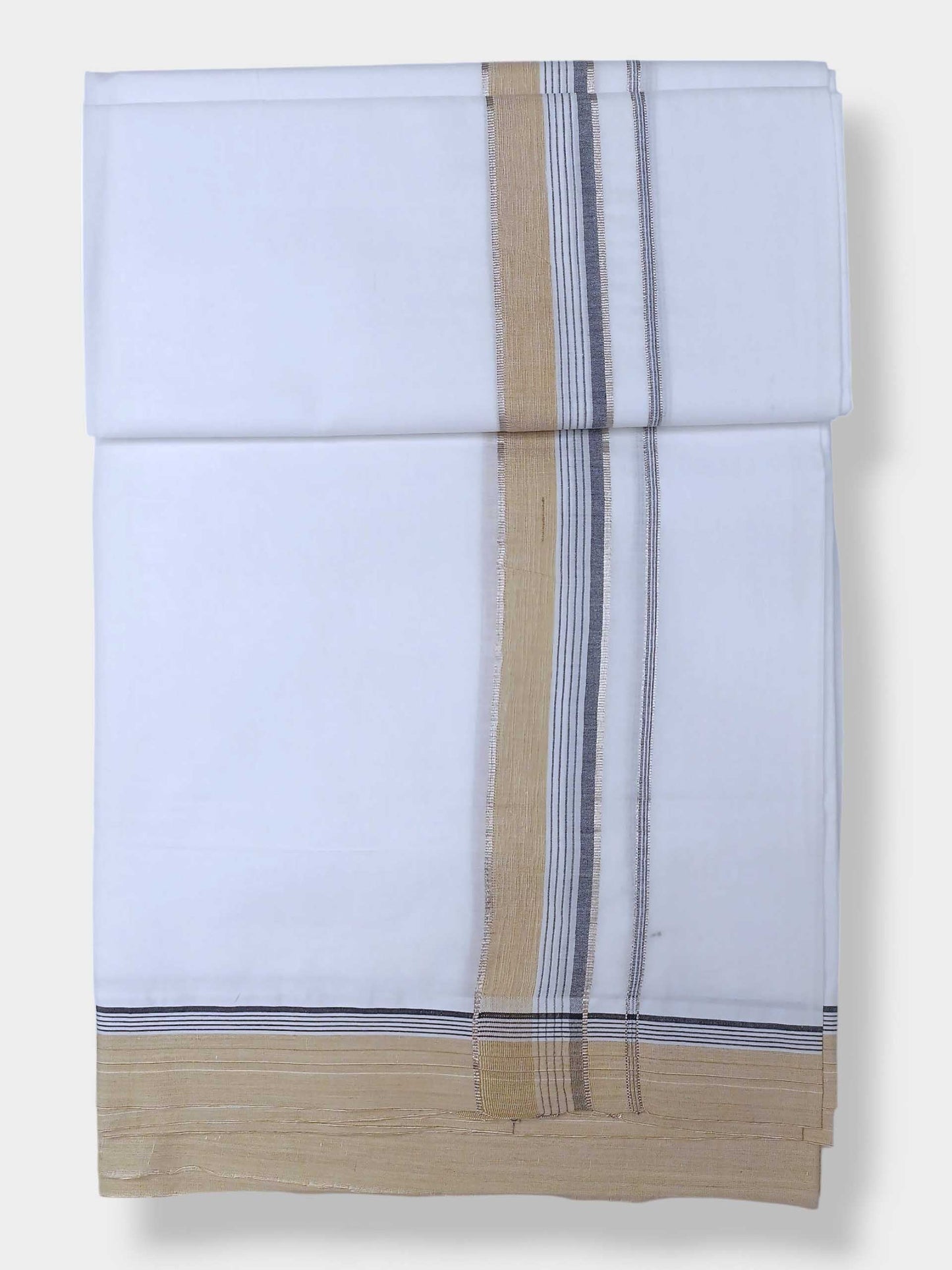 Pure White Cotton Men's Double Dhoti