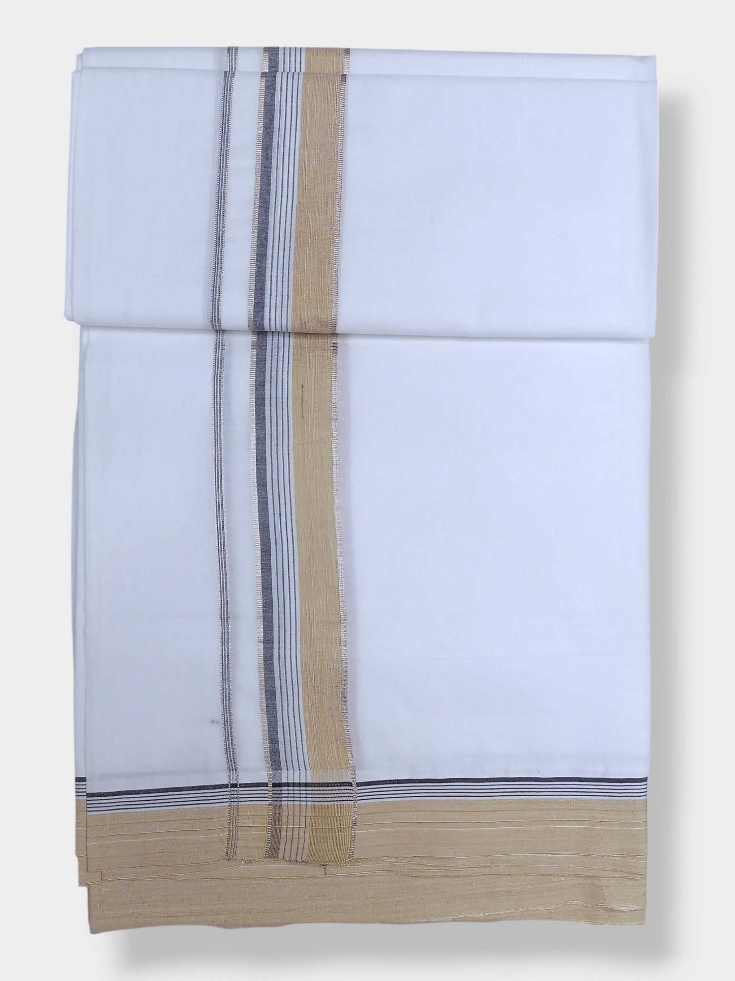 Pure White Cotton Men's Double Dhoti