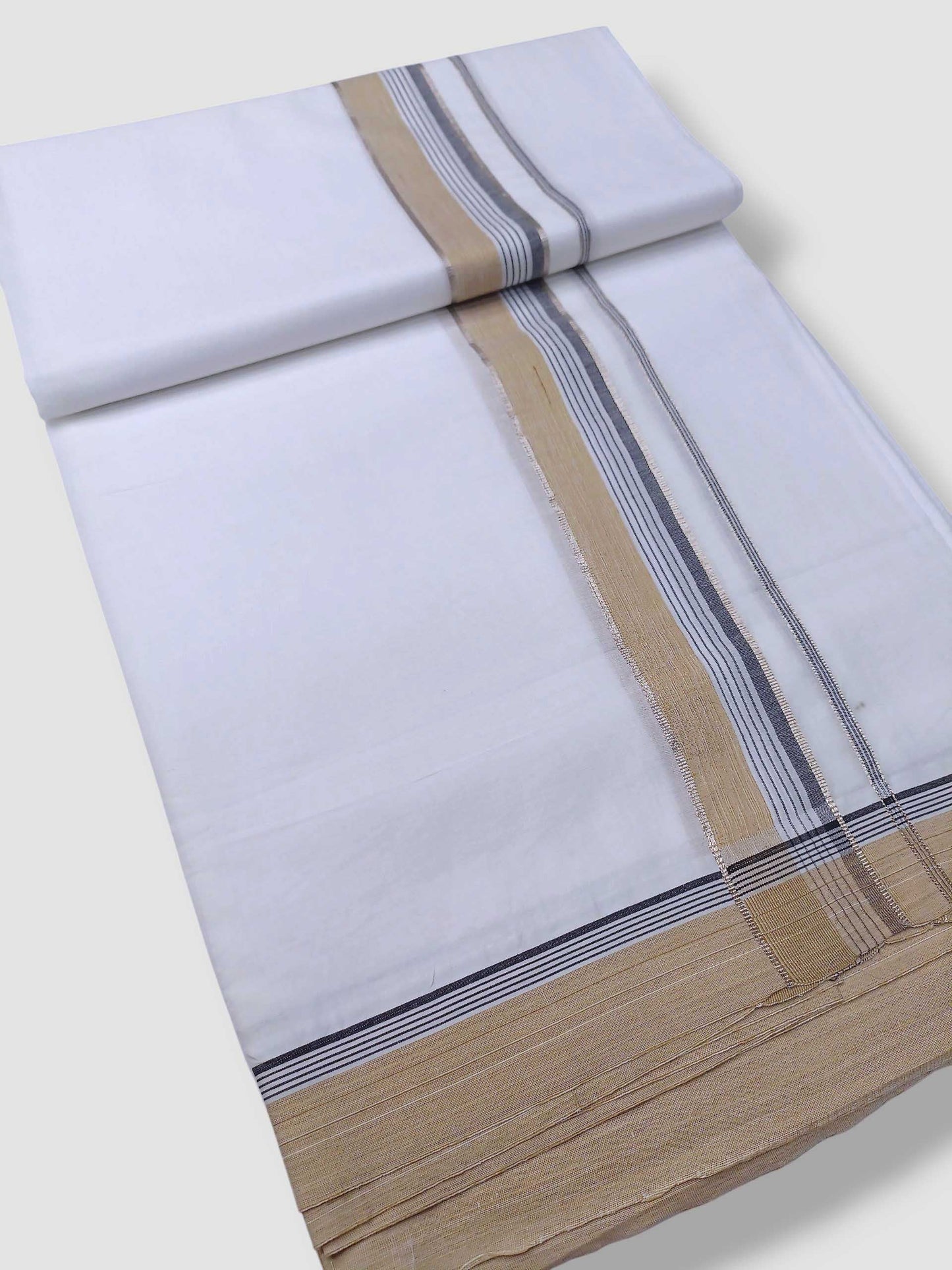 Pure White Cotton Men's Double Dhoti