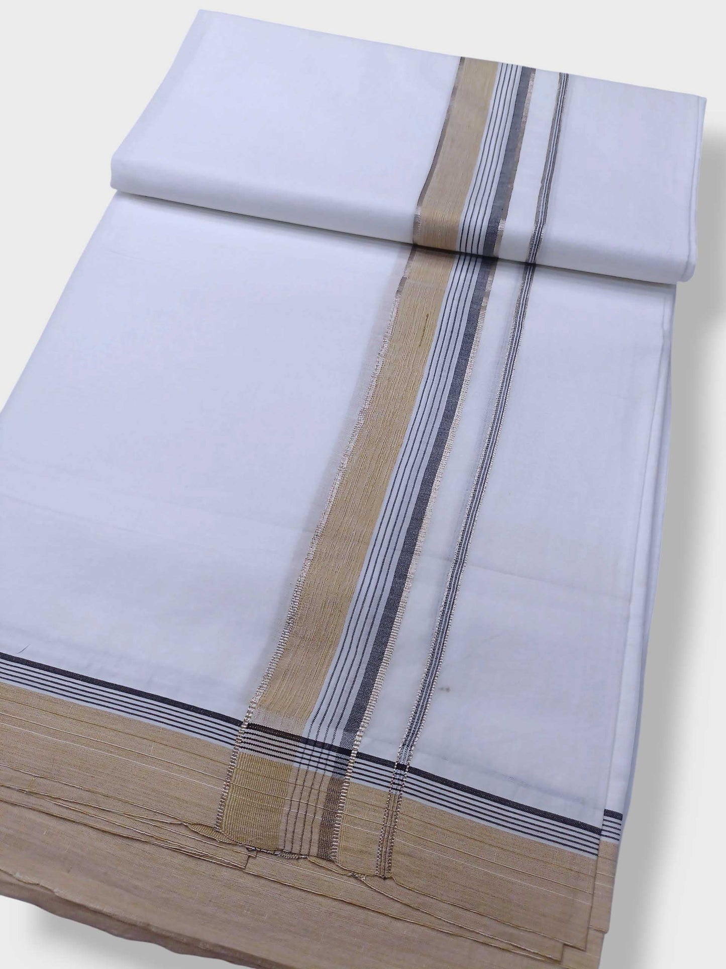 Pure White Cotton Men's Double Dhoti