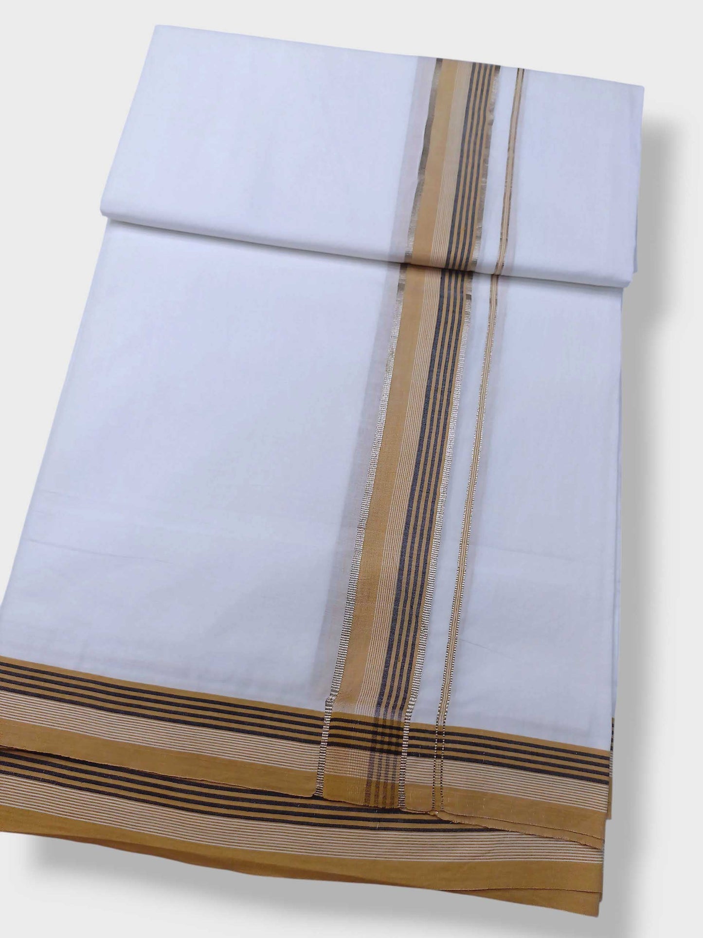 Pure White Cotton Men's Double Dhoti