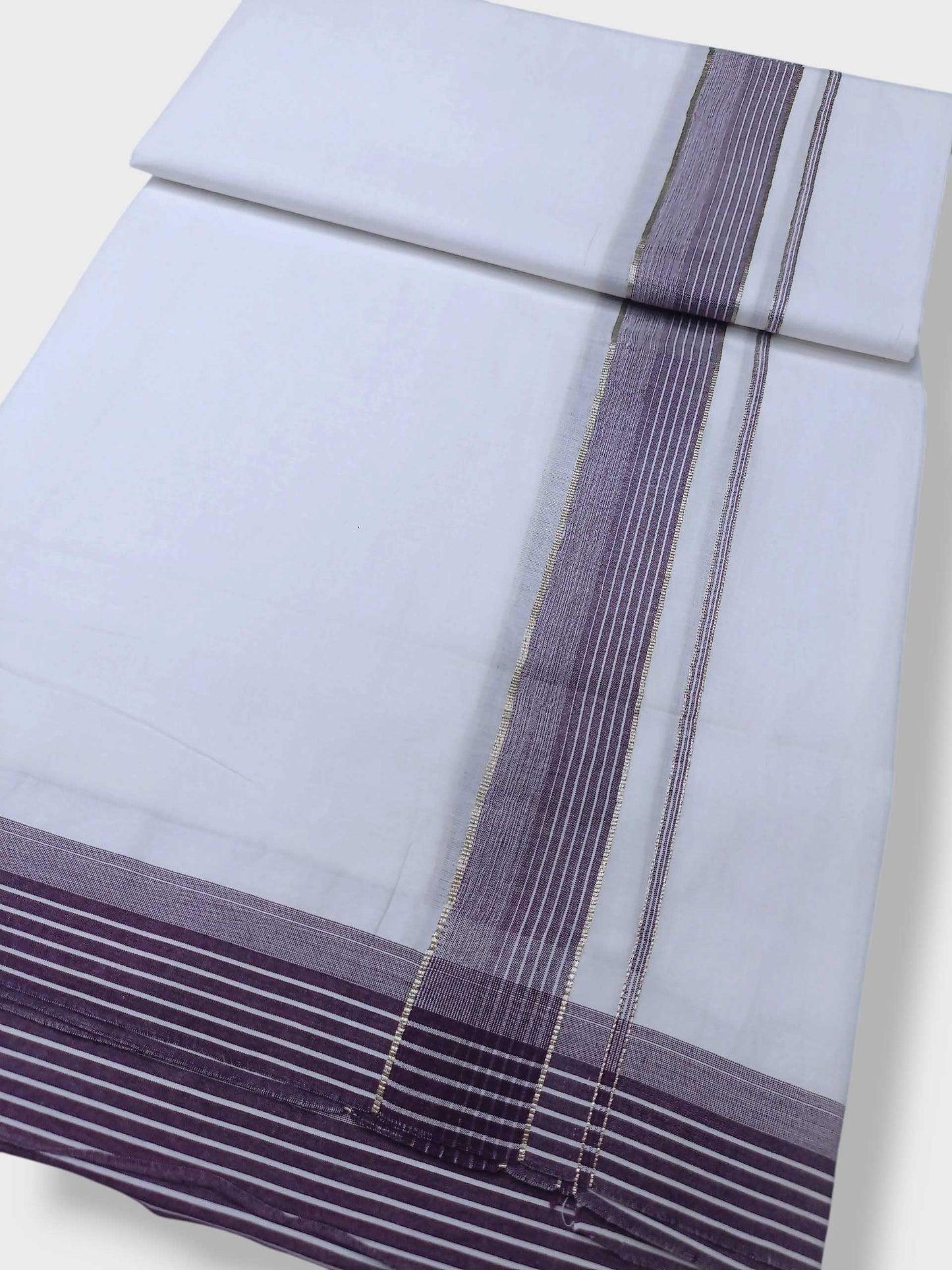 Pure White Cotton Men's Double Dhoti