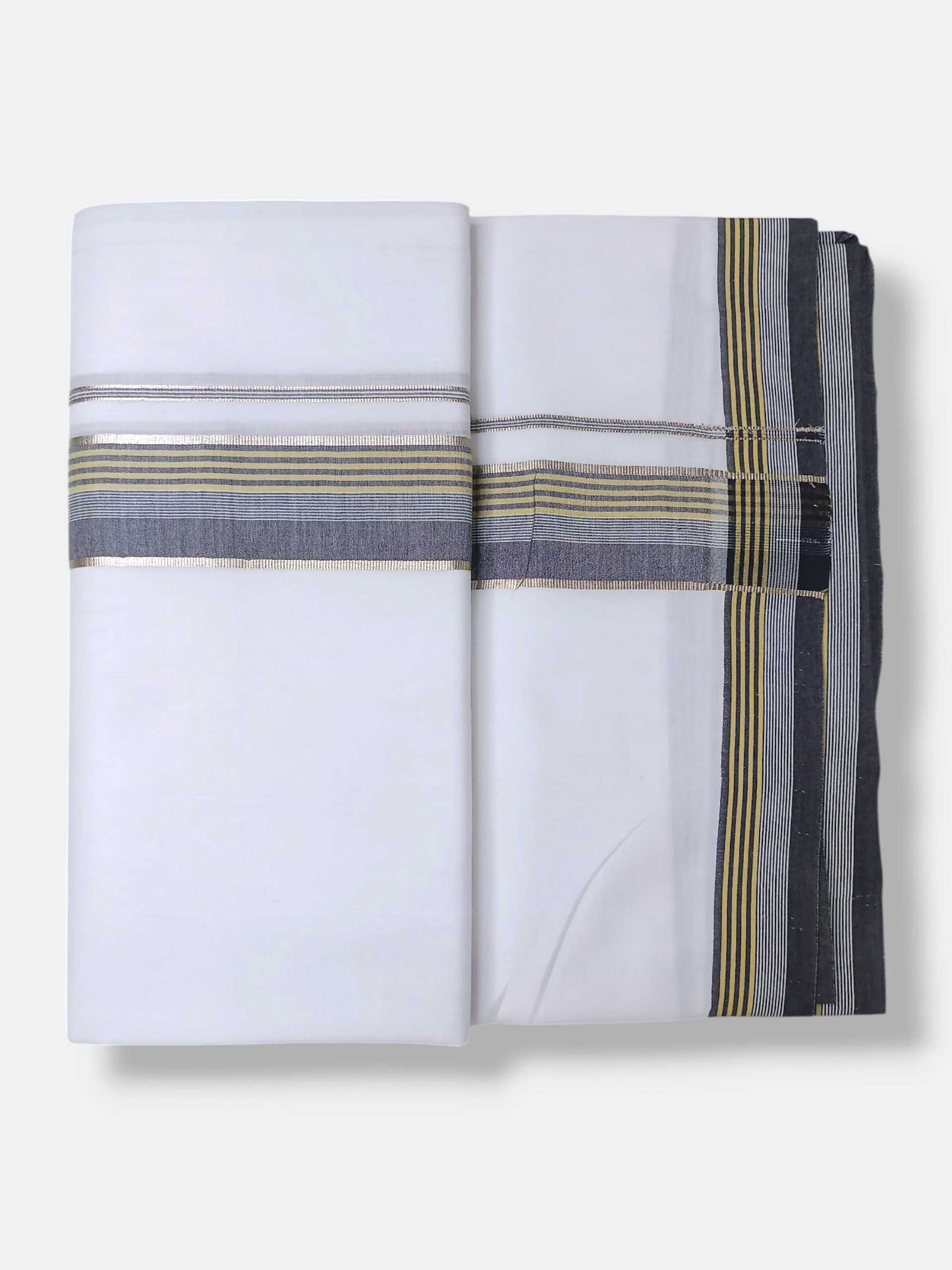 Pure White Cotton Men's Double Dhoti