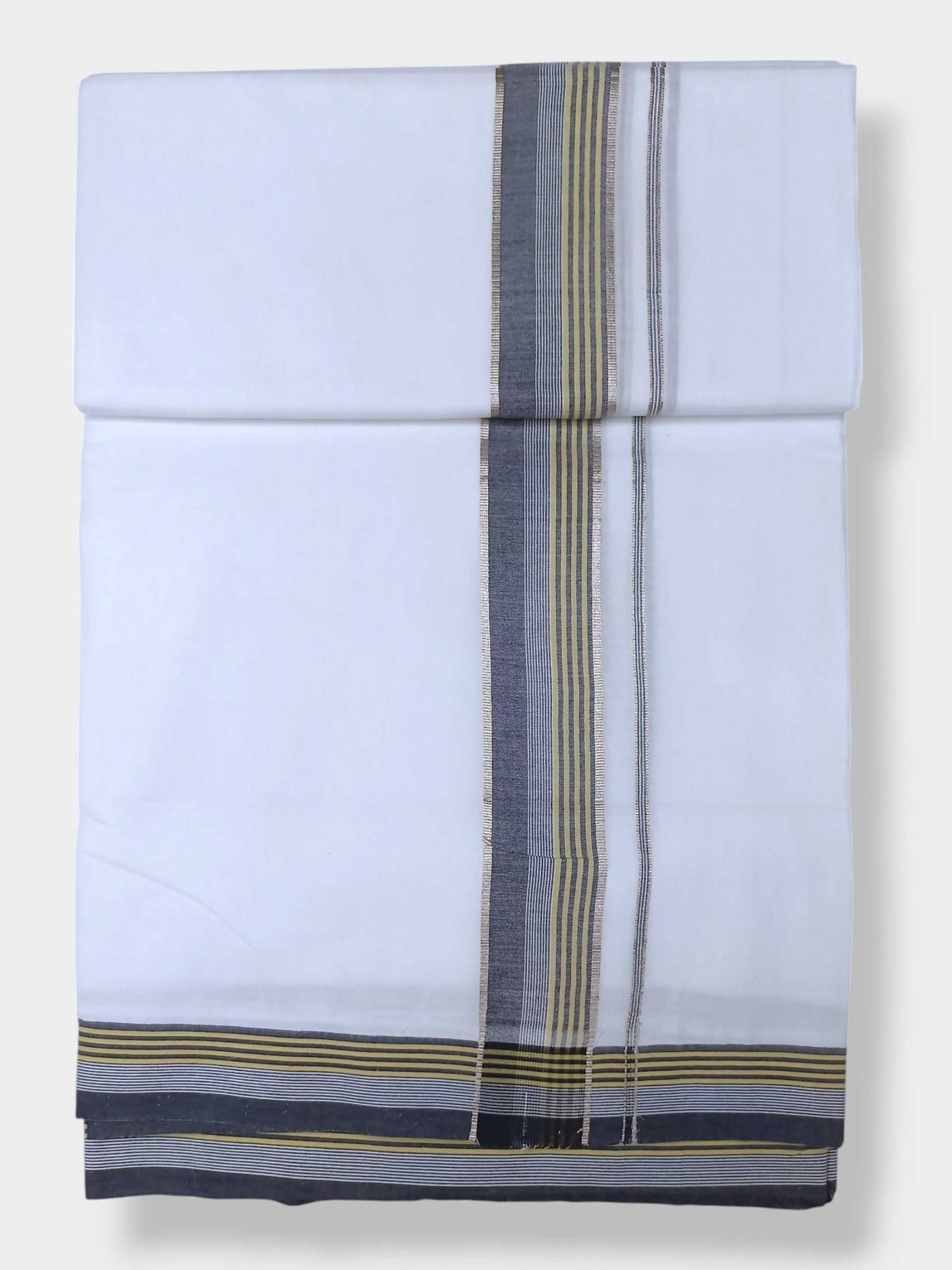 Pure White Cotton Men's Double Dhoti