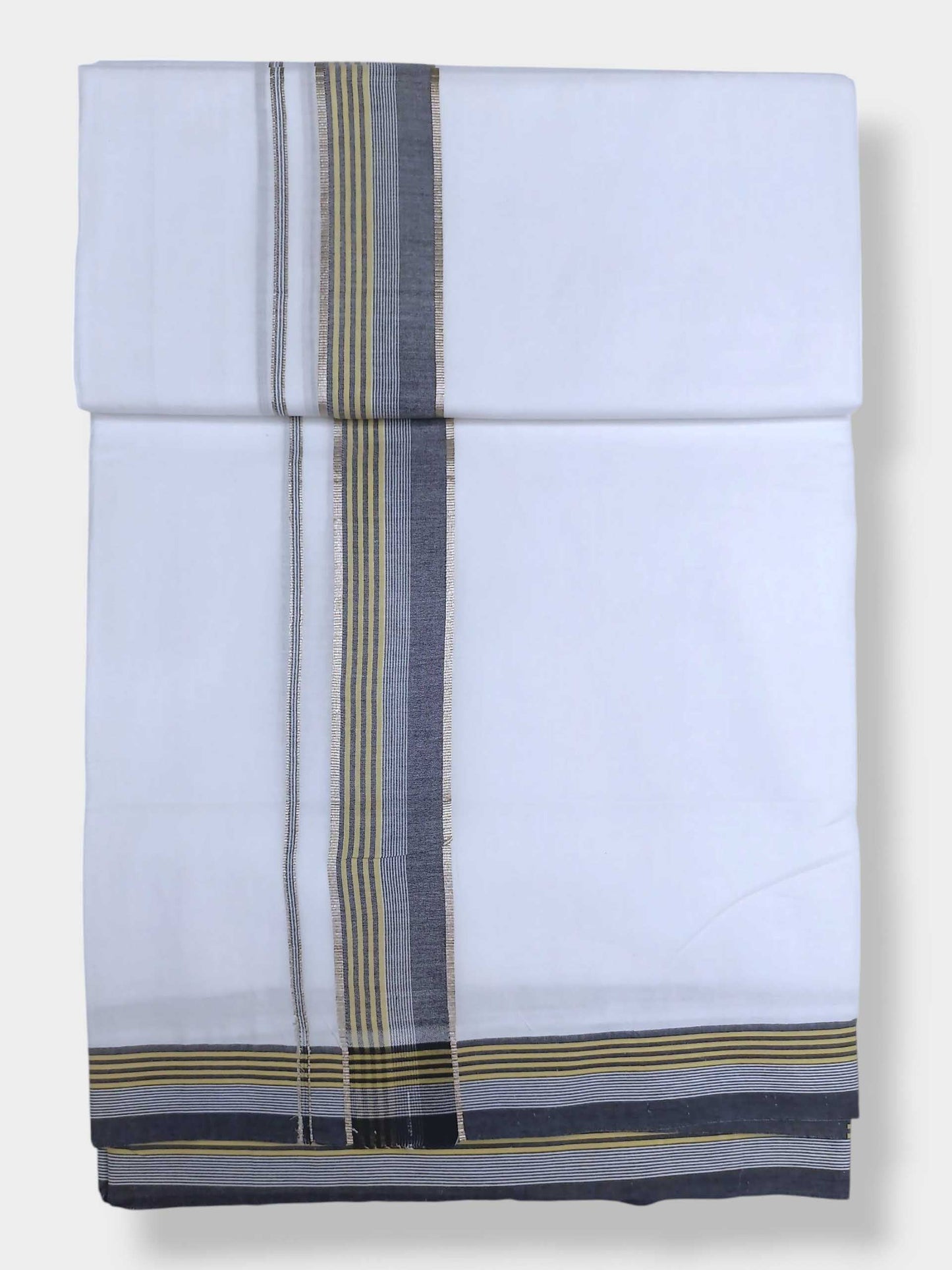 Pure White Cotton Men's Double Dhoti