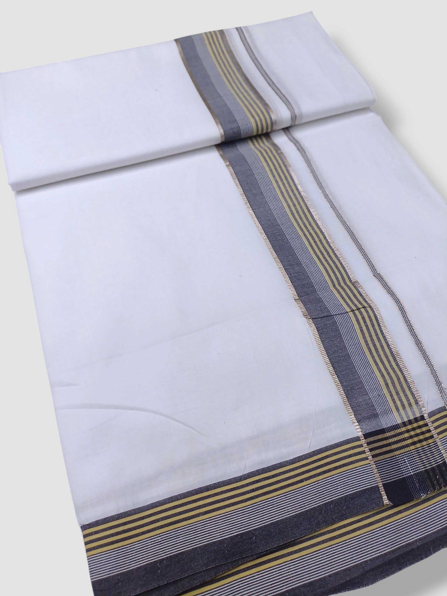Pure White Cotton Men's Double Dhoti
