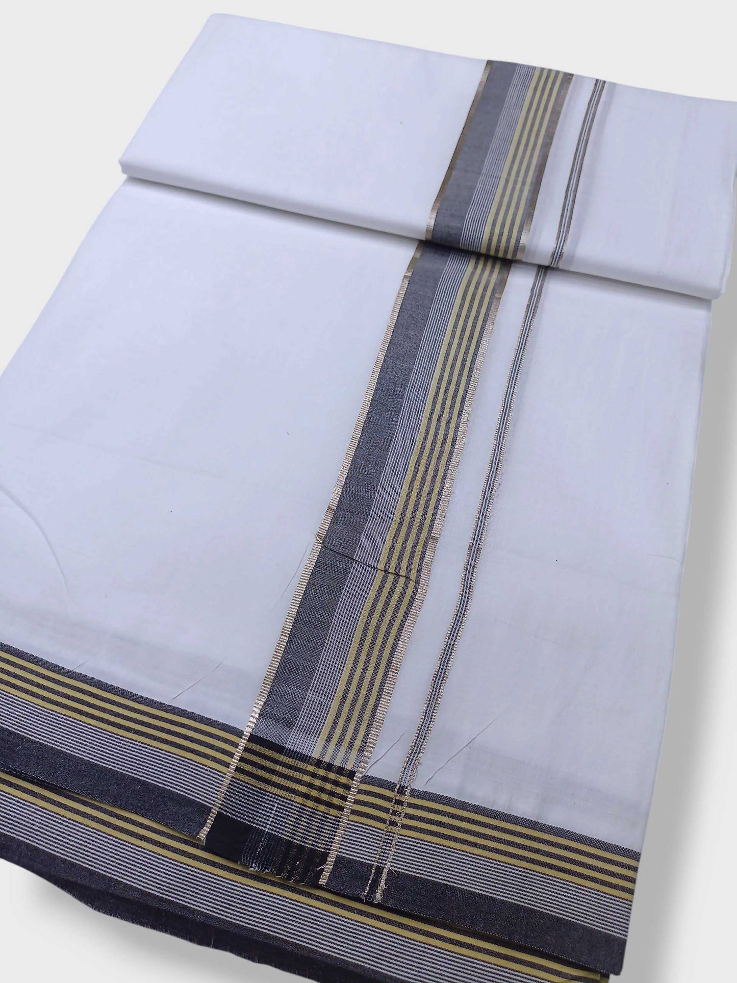 Pure White Cotton Men's Double Dhoti