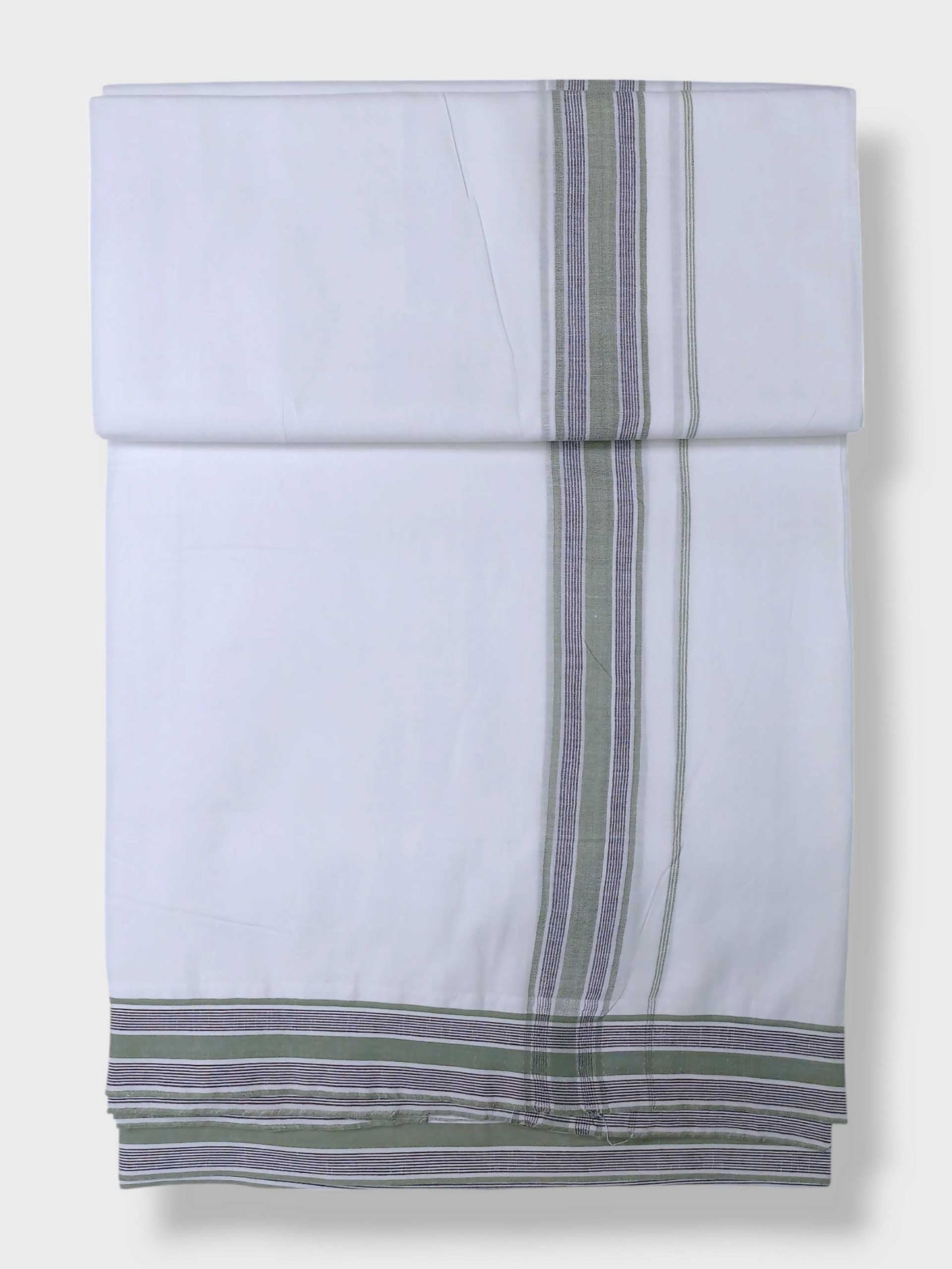 Pure White Cotton Men's Double Dhoti