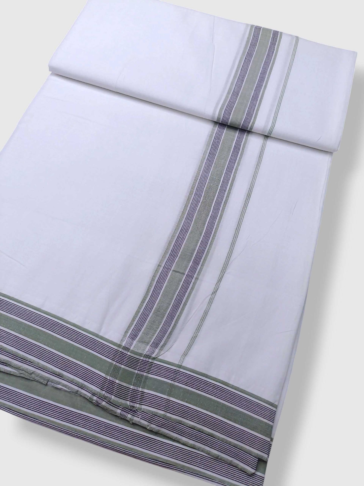 Pure White Cotton Men's Double Dhoti