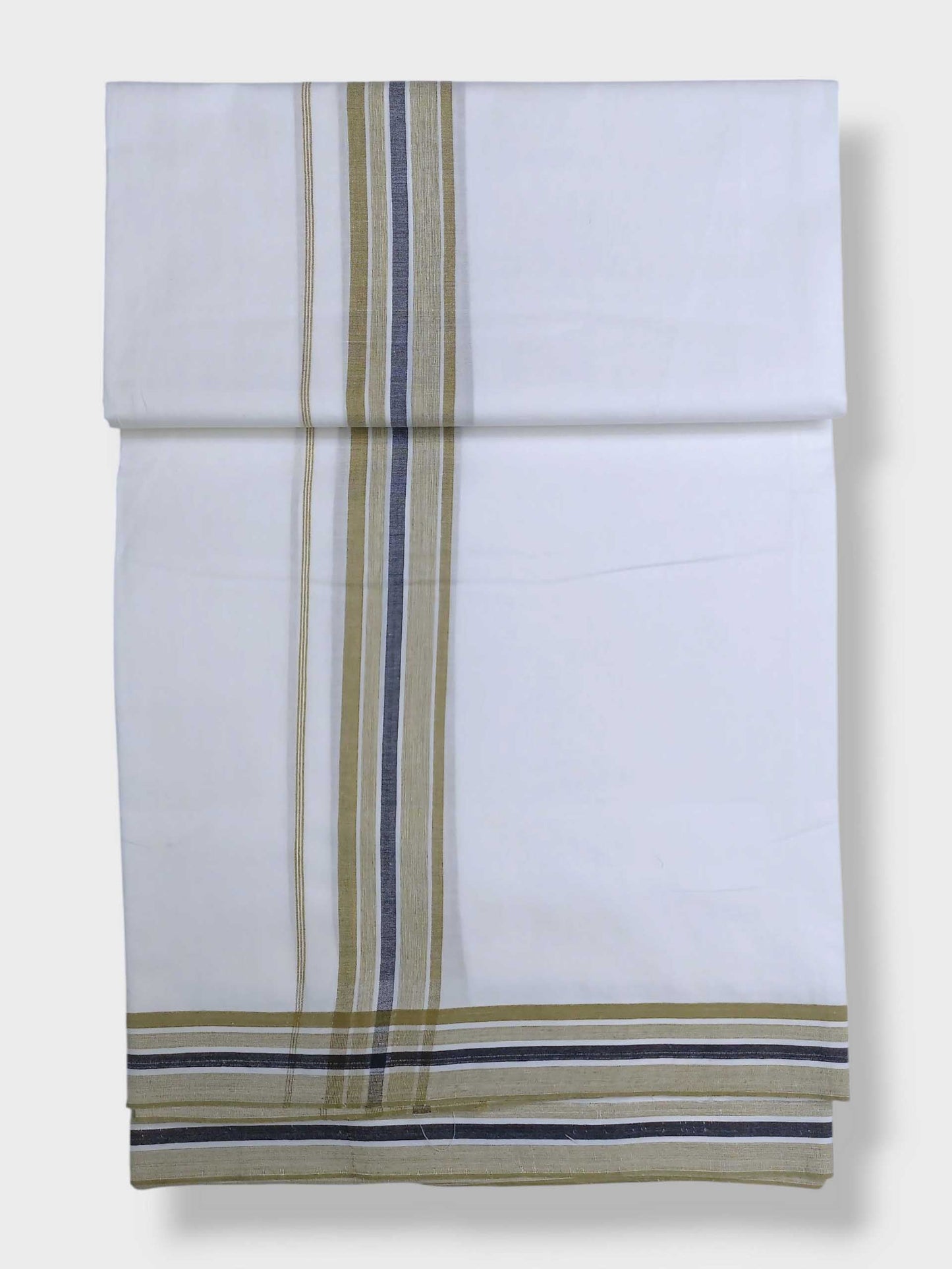 Pure White Cotton Men's Double Dhoti
