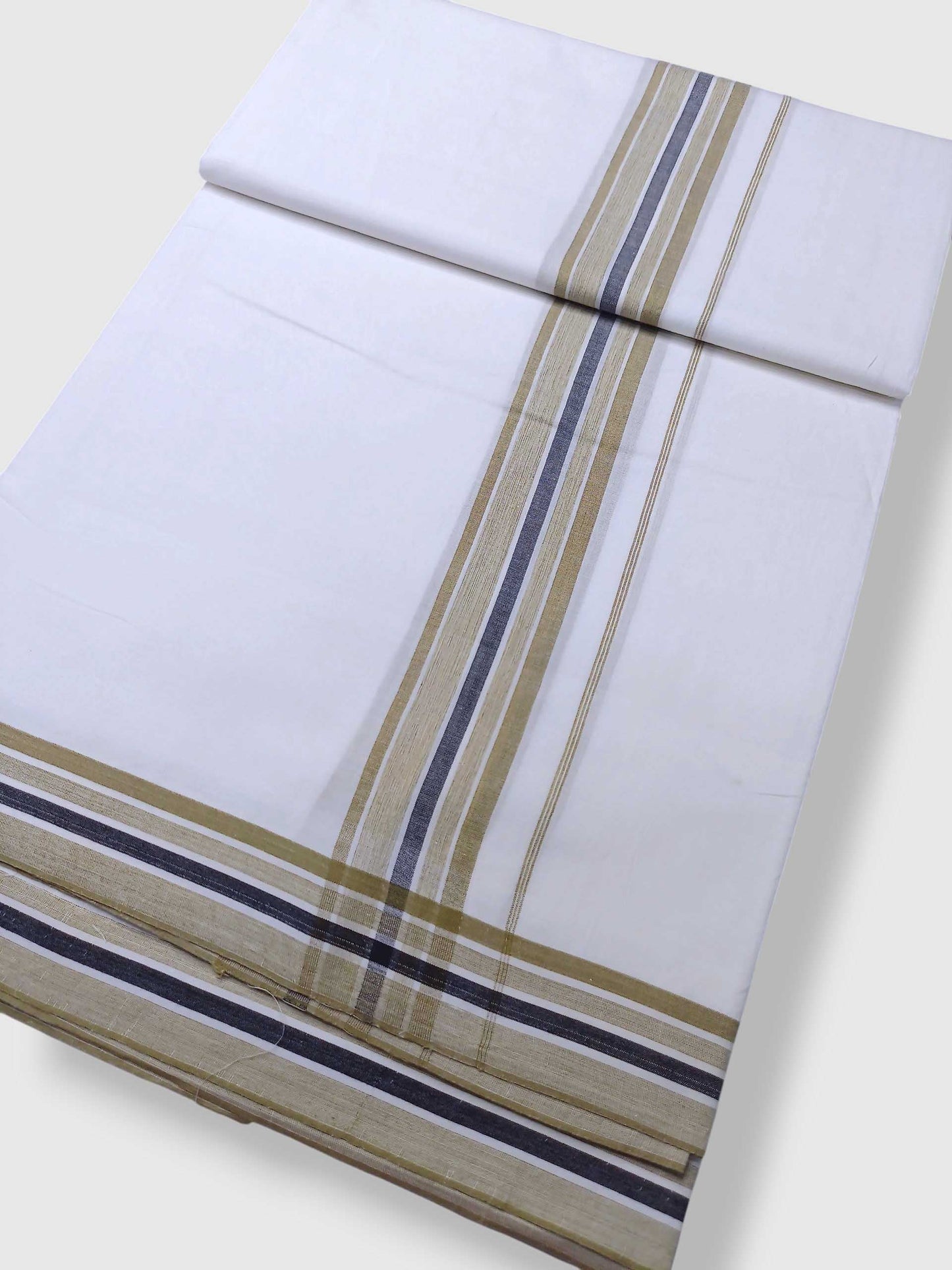 Pure White Cotton Men's Double Dhoti