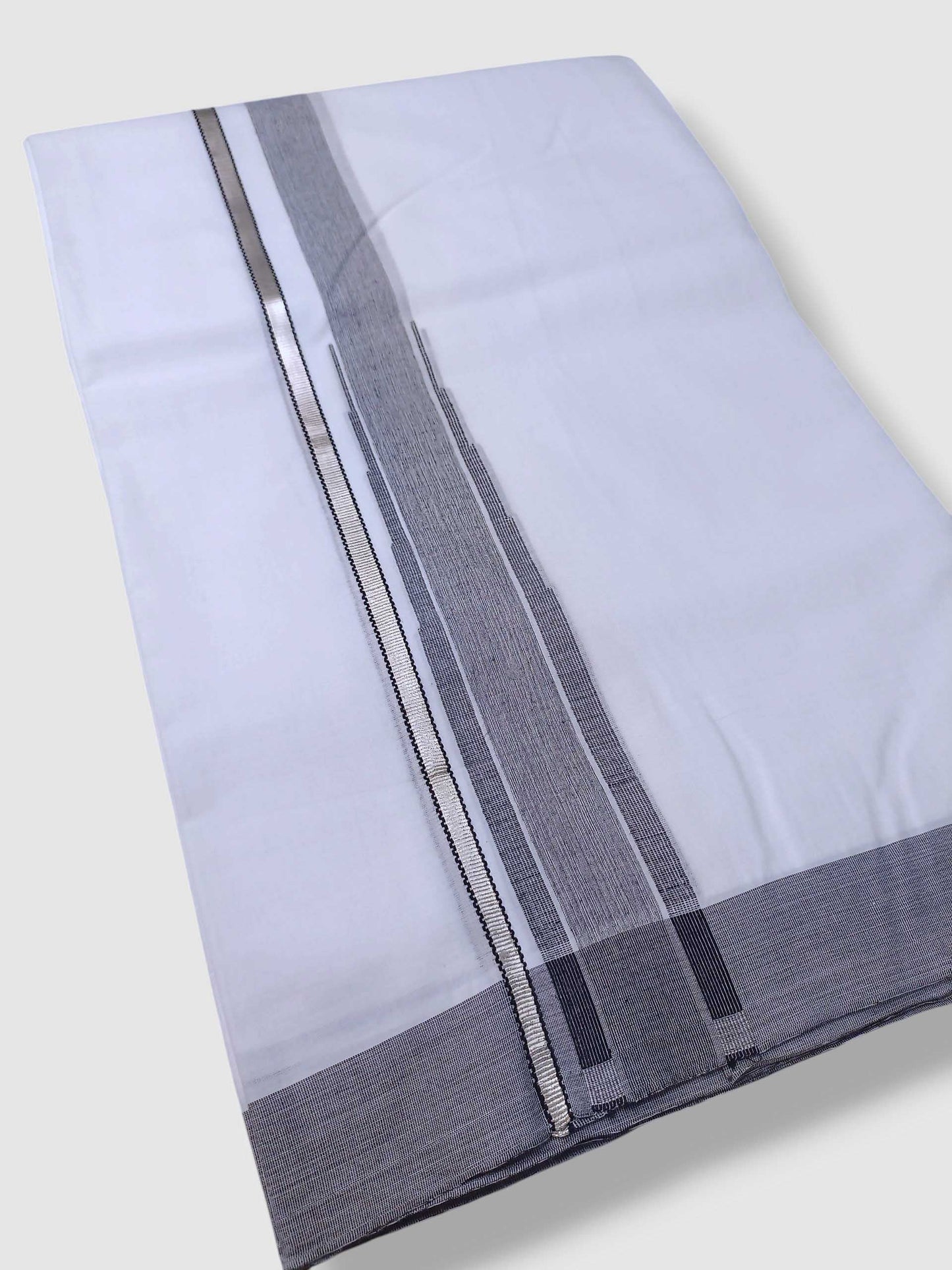 Pure White Cotton Men's Double Dhoti
