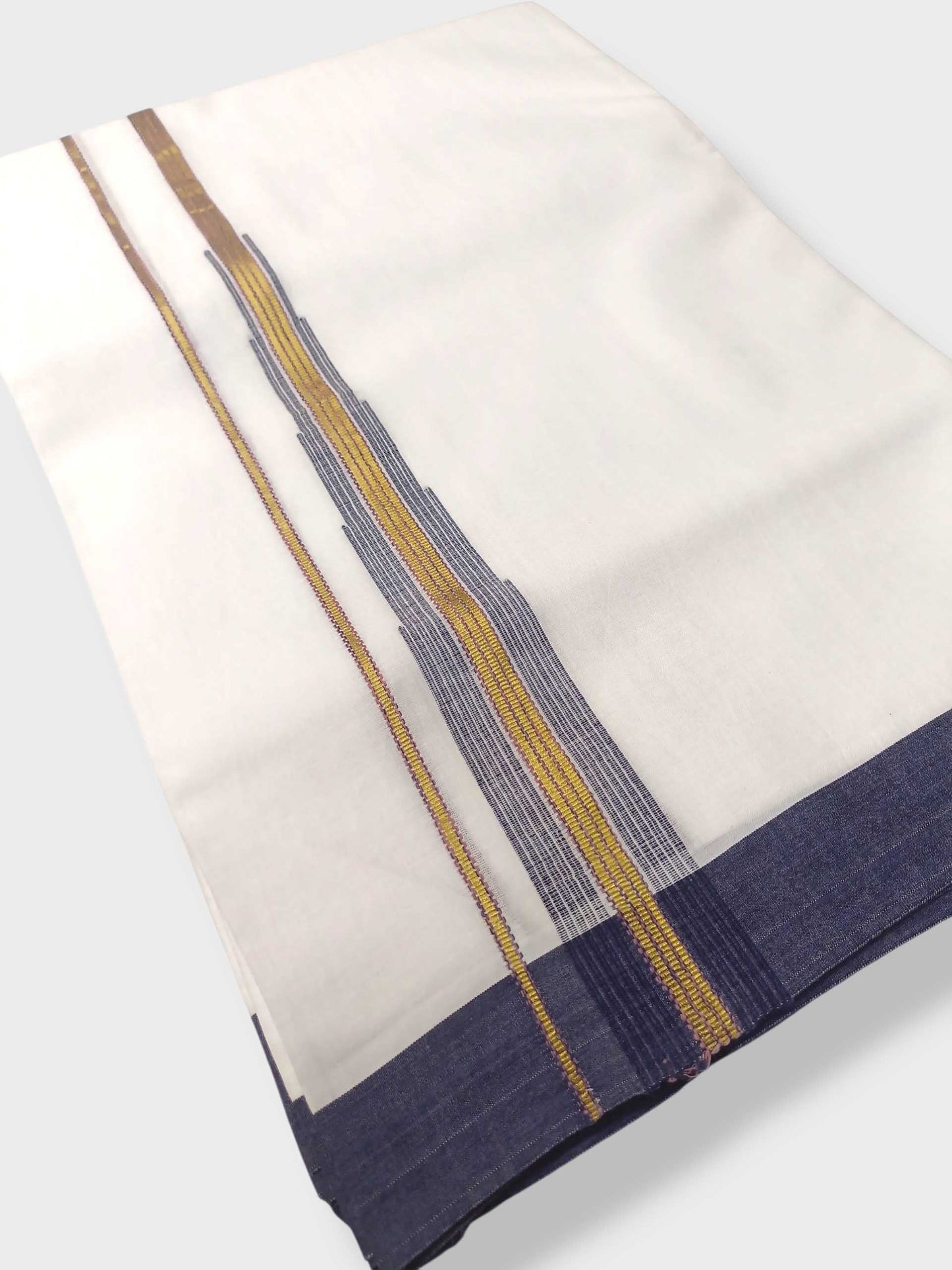 Pure White Cotton Men's Double Dhoti