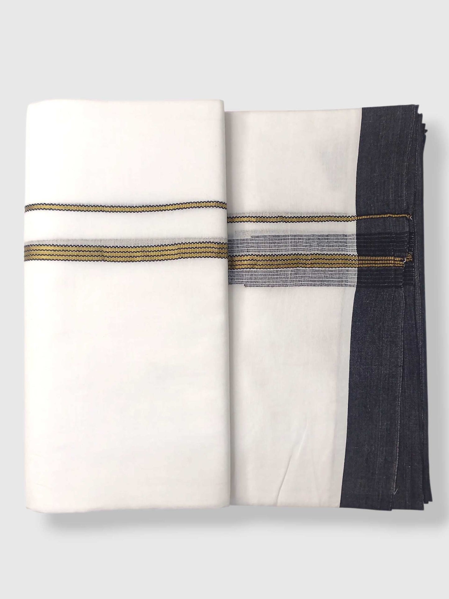 Pure White Cotton Men's Double Dhoti