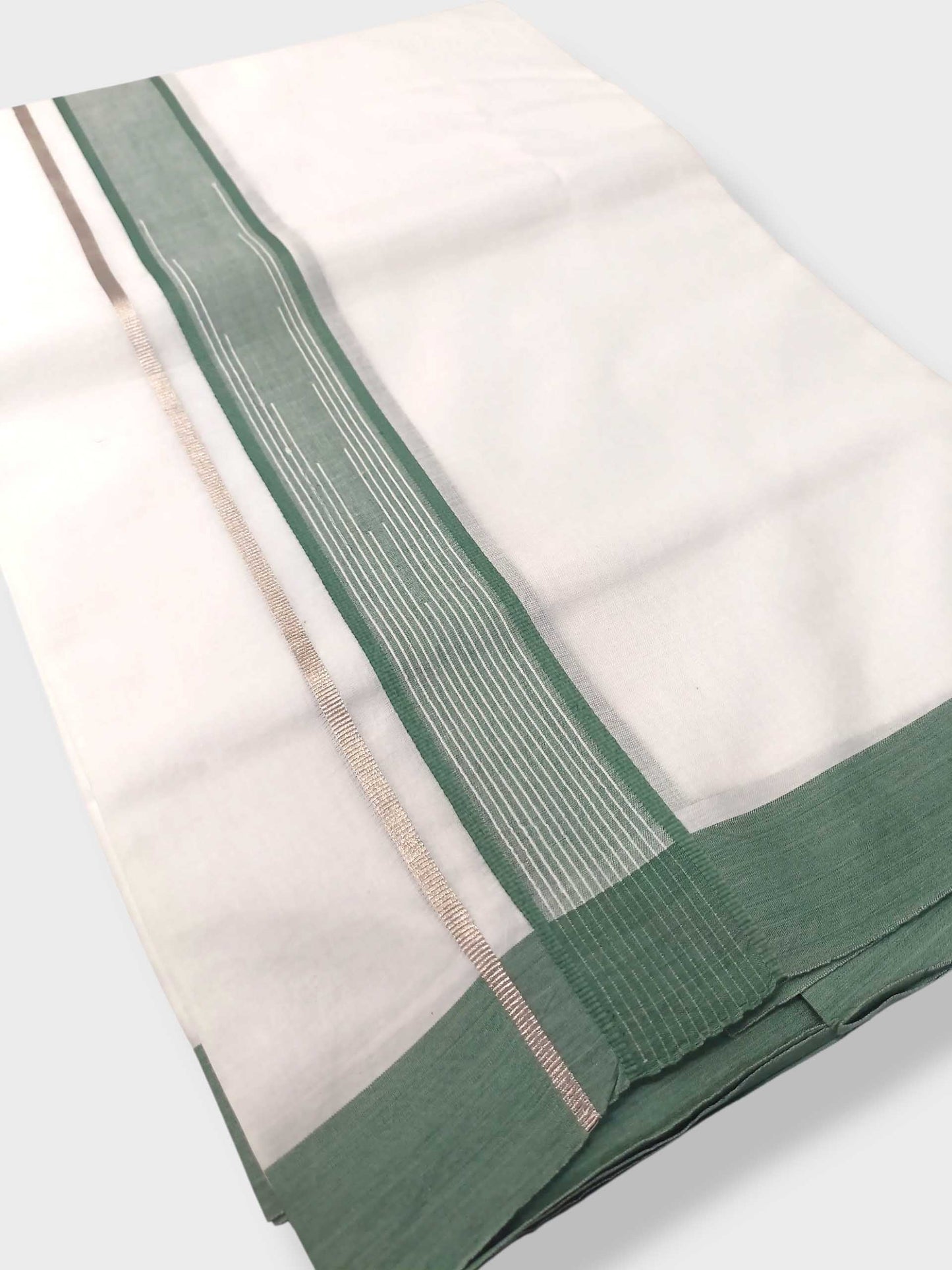 Pure White Cotton Men's Double Dhoti