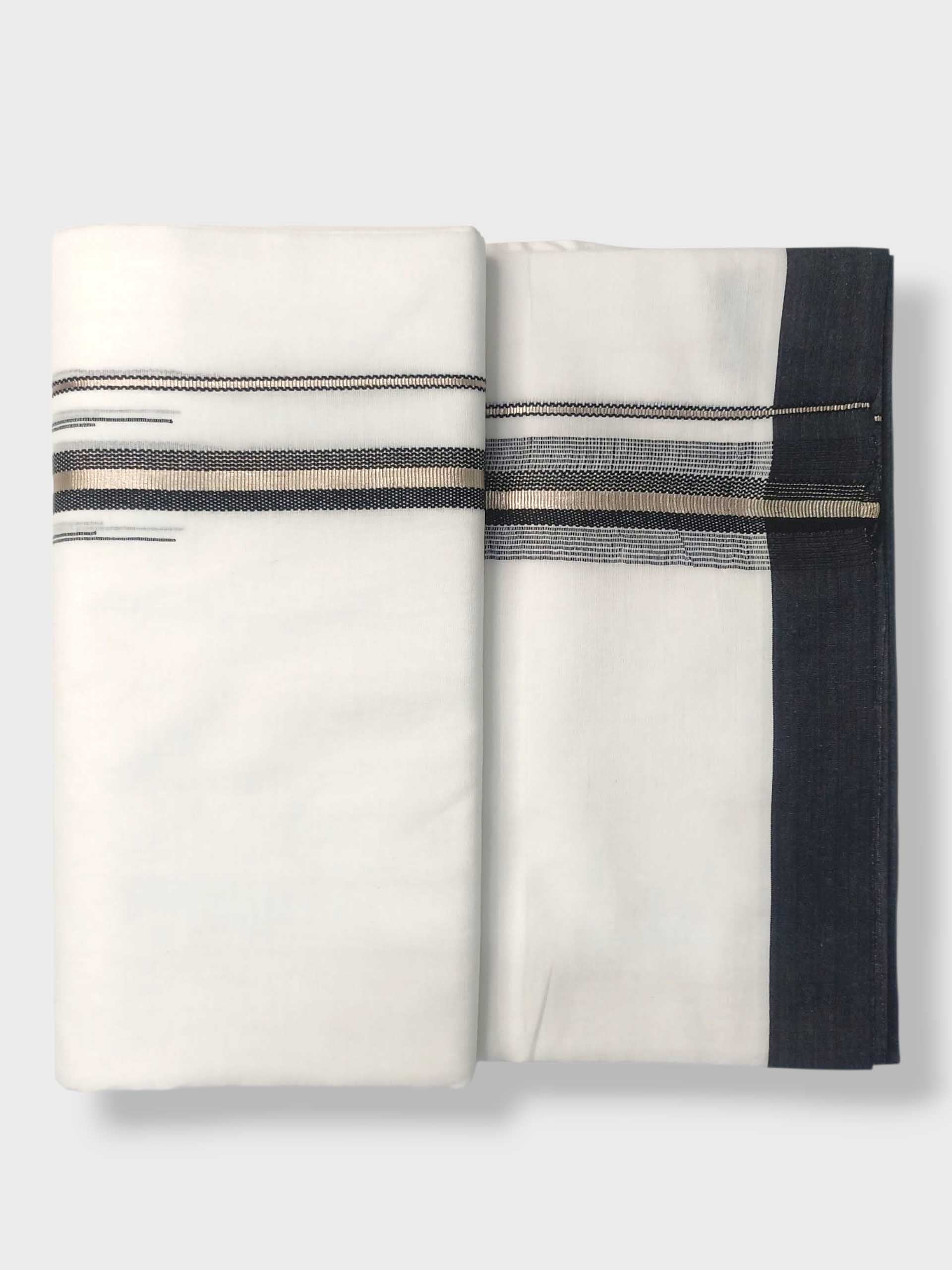 Pure White Cotton Men's Double Dhoti