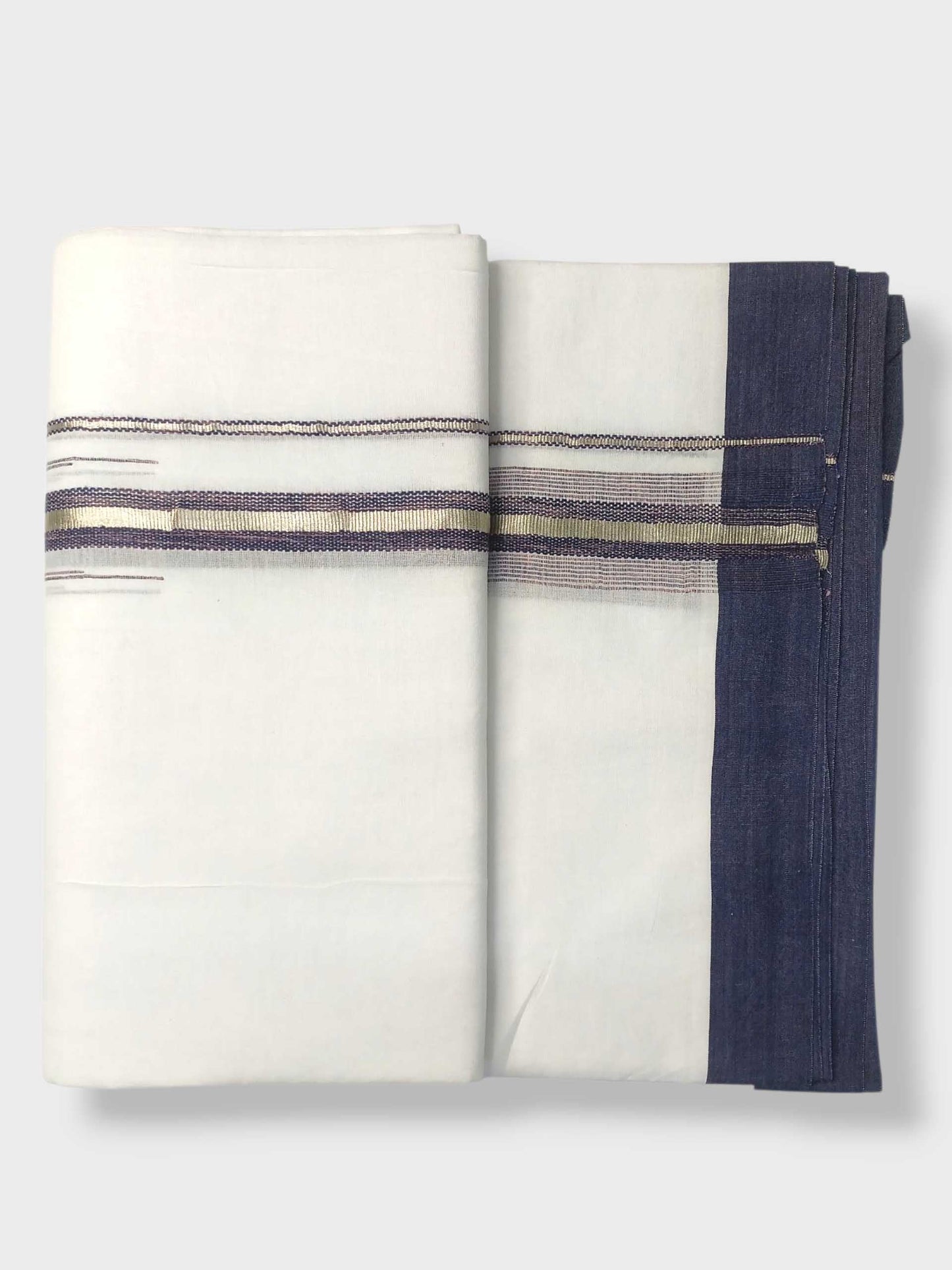 Pure White Cotton Men's Double Dhoti