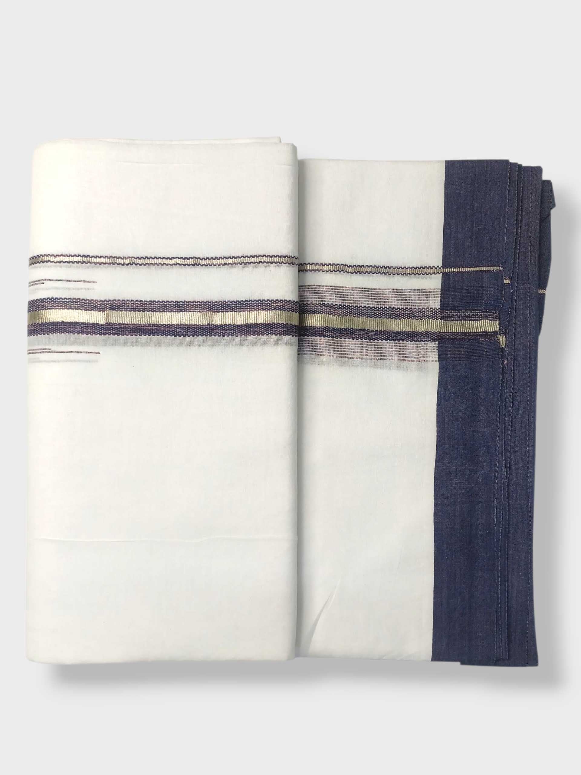 Pure White Cotton Men's Double Dhoti